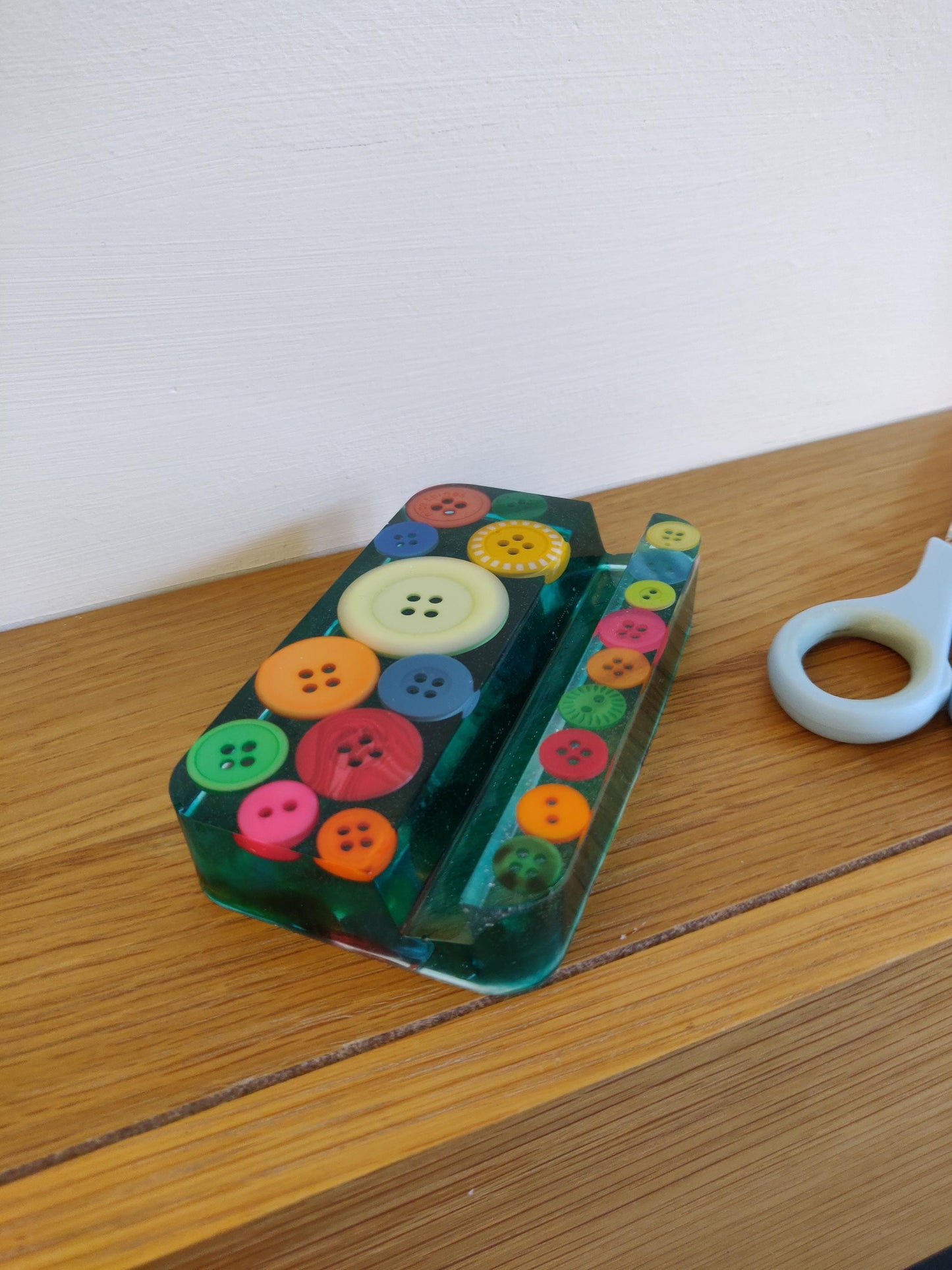 Button Phone Stand, Green Button  Craft Lover Gift, Desk Decor, Crafty Phone Holder, Phone Display, Tablet Stand, New Home, New Job Gift