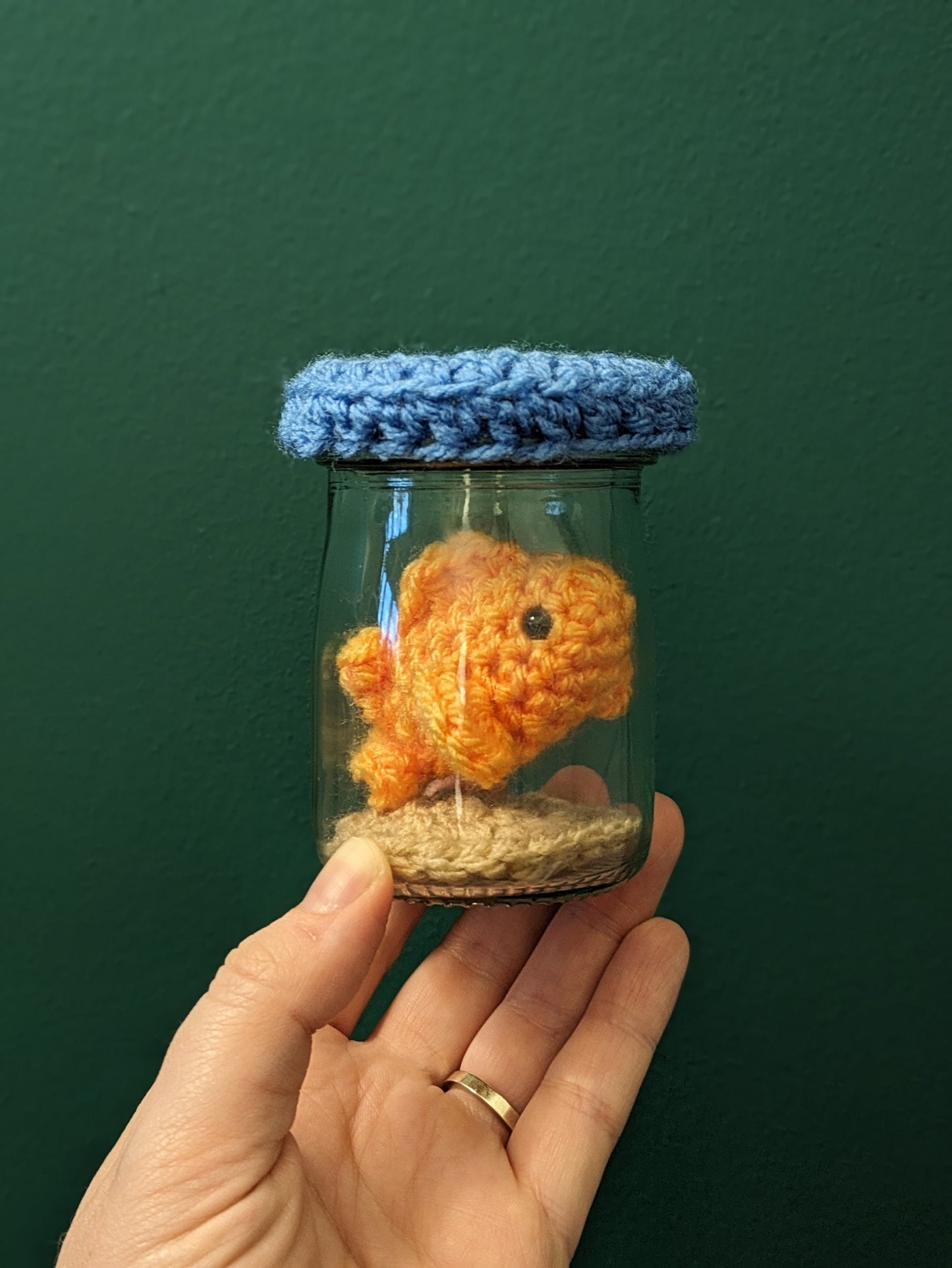 Mini Fish Tank, Crochet Fish, Fun Birthday Gift, Goldfish Bowl, Personalised Fishing gift, No Fuss Pet, Ornament, Figurine, Fish Memorial
