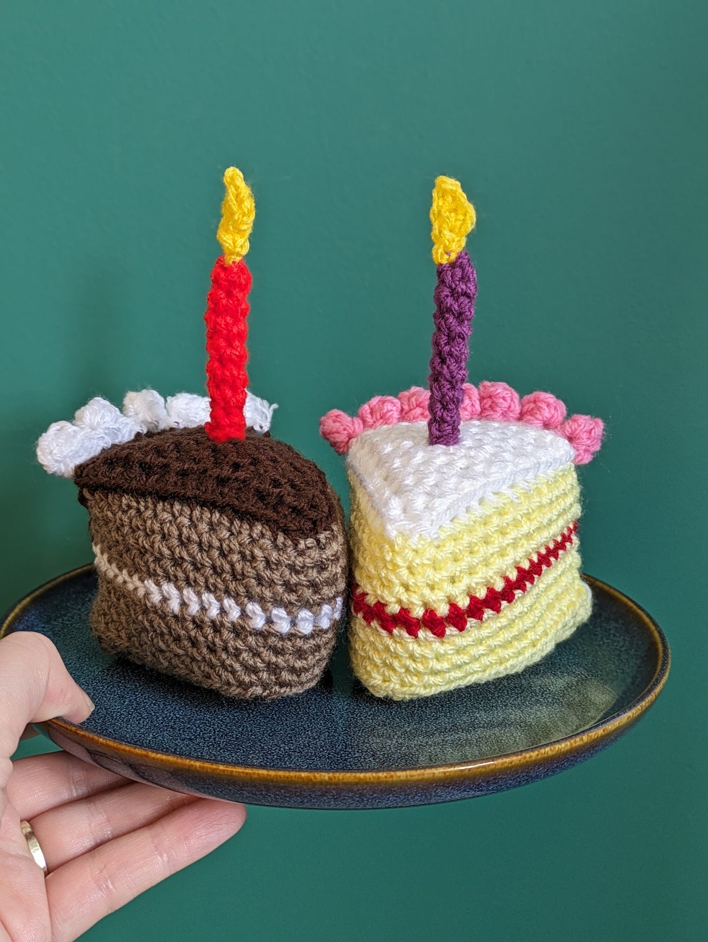 Birthday Cake Slice Gift, Happy Birthday Candle Decor, Cake Prop, Crochet Play Food, Cupcake, Fun First Birthday Keepsake, Victoria sponge