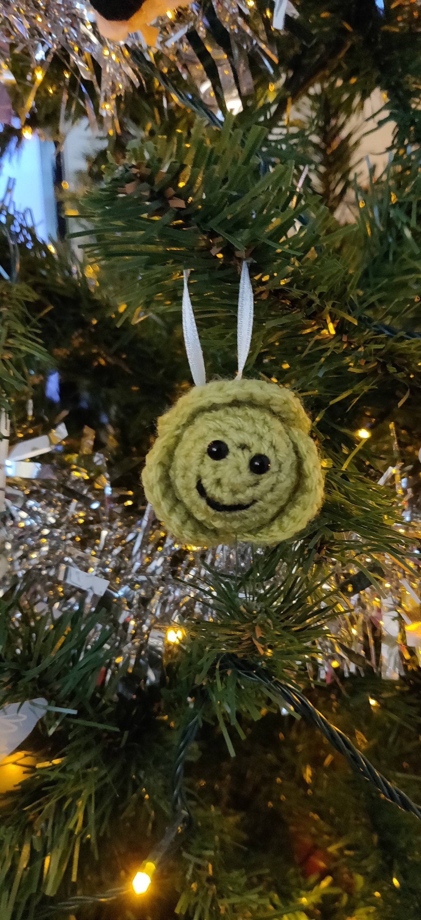 Crochet Brussel Sprout Christmas Ornament, Sprout Lover Gift