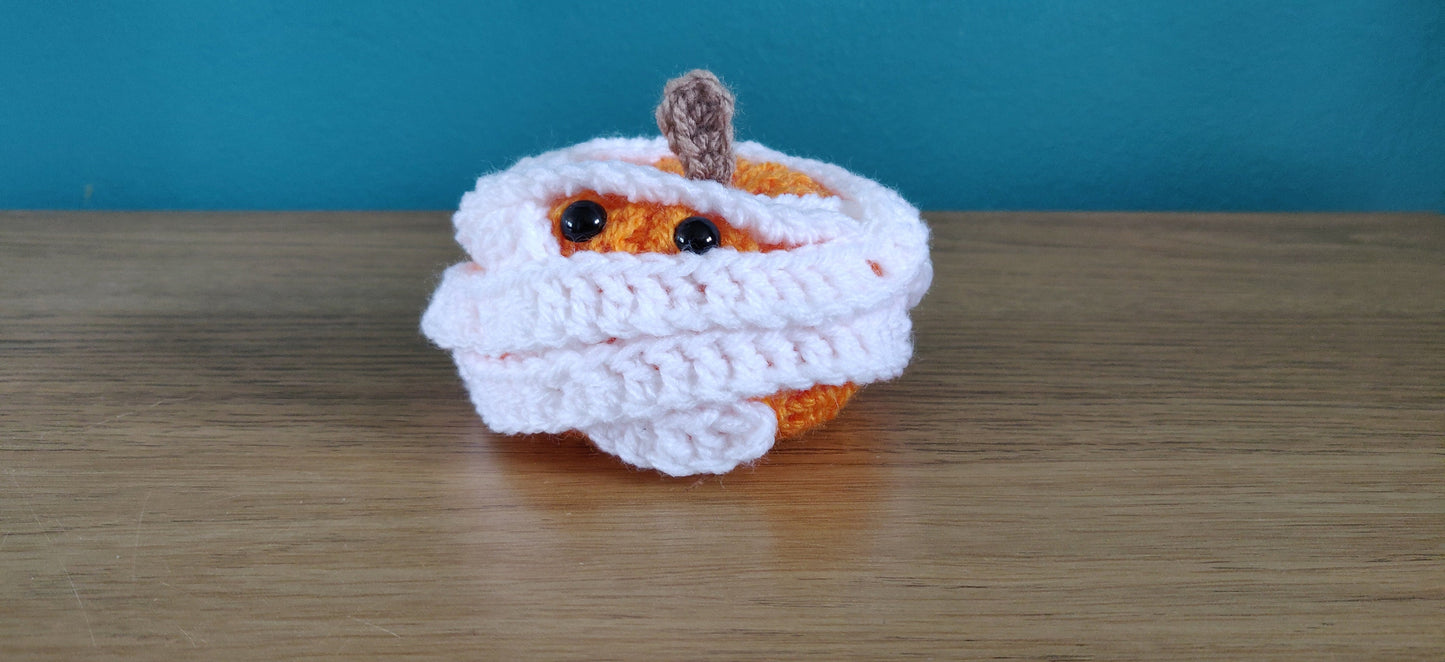 Crochet Mummy Pumpkin, Halloween Decoration