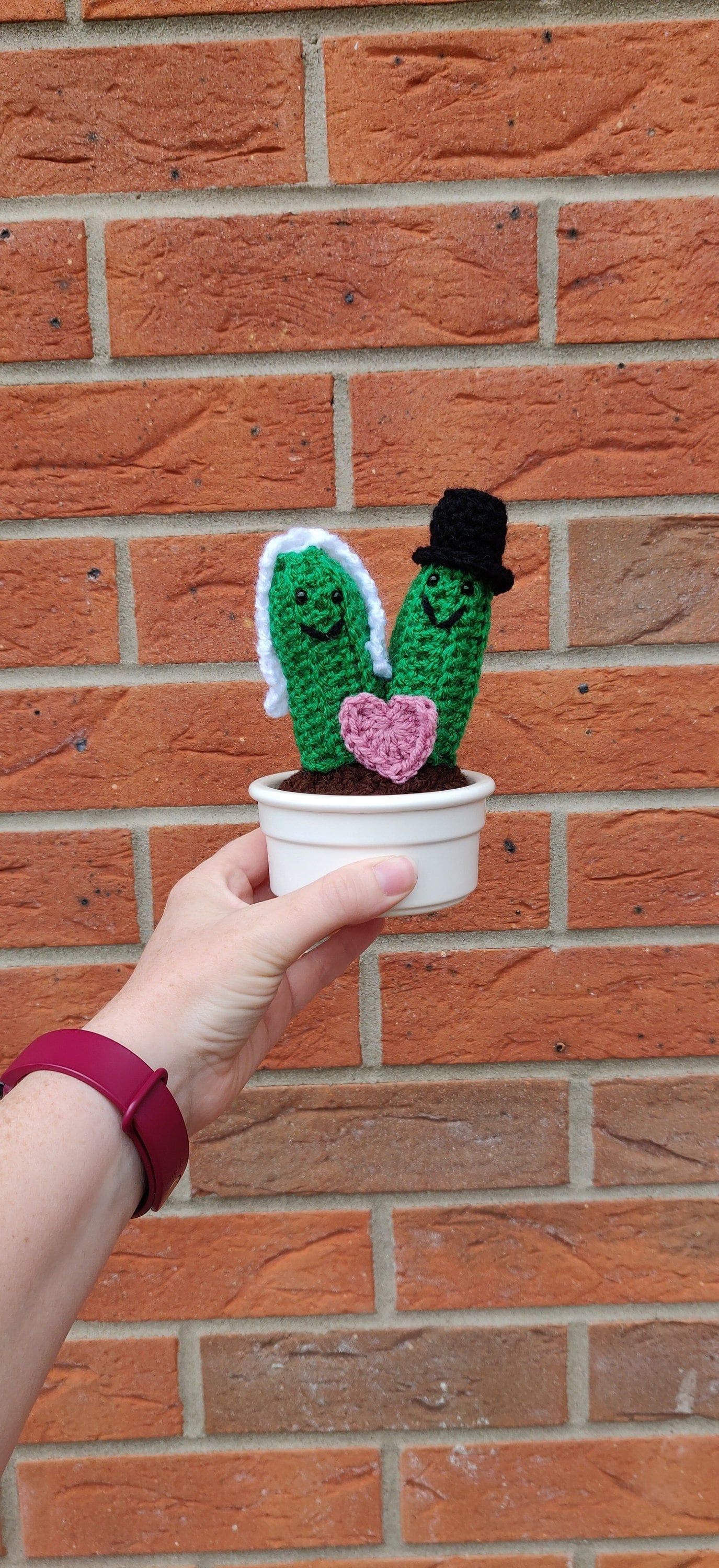Crochet Cactuses Wedding Gift, Unique Wedding Decorations, Bride and Groom Wedding cake Topper, Wedding Present for Couple, Bride and Groom