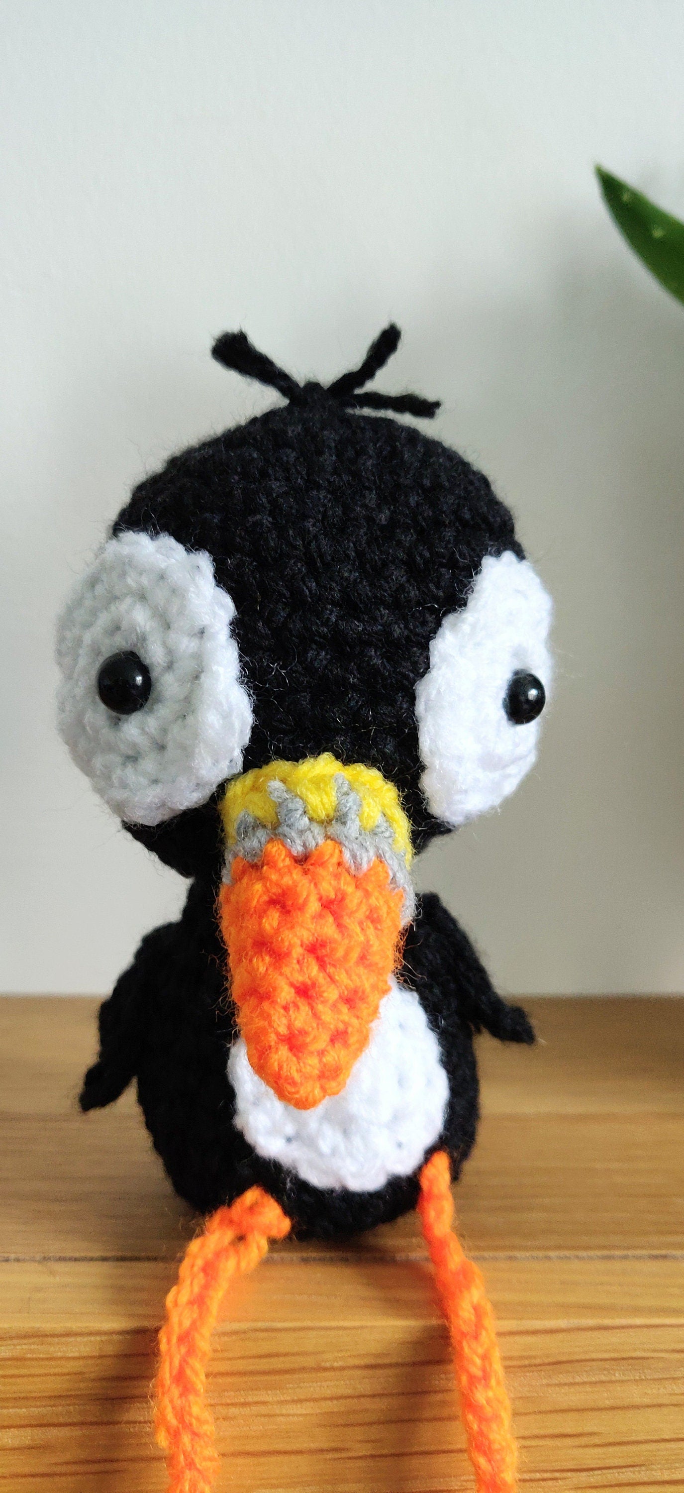 Crochet Puffin Shelf Sitter, Puffin Ornament, Figurine, Black and White Bird Decoration, Puffin Gift, Shelf Buddy, Puffin Plush