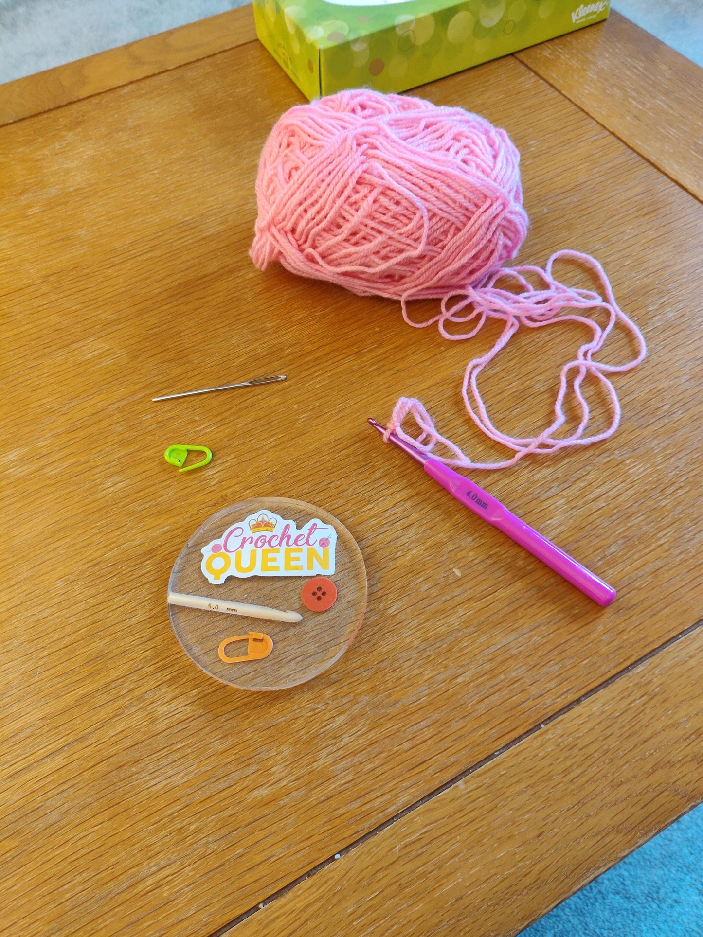 Craft Lover Coaster, 'Crochet Queen', Craft Room Decor, Resin Paperweight, Unique Fun Gift, Knitting, Embroidery, Crochet Lover Gift