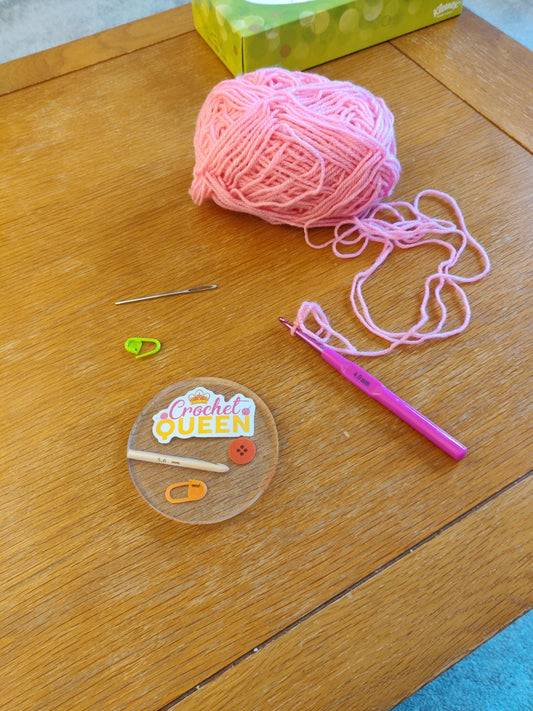 Craft Lover Coaster, 'Crochet Queen', Craft Room Decor, Resin Paperweight, Unique Fun Gift, Knitting, Embroidery, Crochet Lover Gift