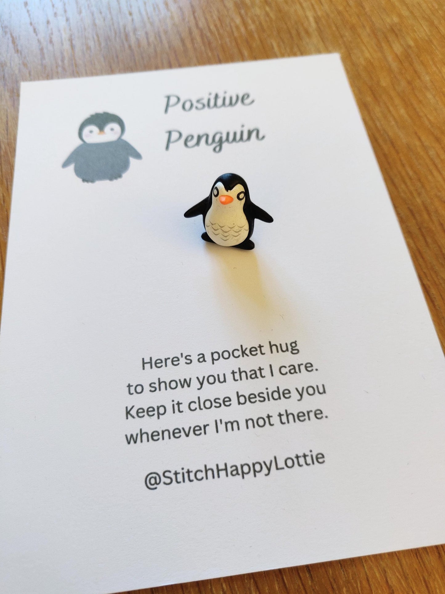 Positive Penguin Pocket Hug, Penguin Lover Gift, Mini Crochet Penguin Pet, Fun Gift For Friend, Exam Good Luck, School Pocket Token, Anxiety