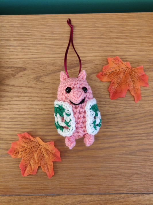 Crochet Pig In Blanket, Funny Christmas Decor, Vegetarian, Vegan Fun Gift, Xmas Hanging Decorations, Secret Santa Amigurumi, Kawaii Dec