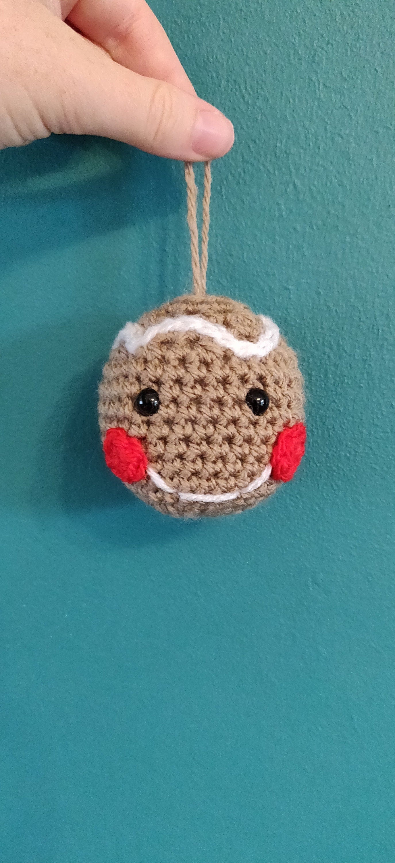 Crochet Snowman Ornament, Christmas Tree Bauble, Orange Carrot Nose