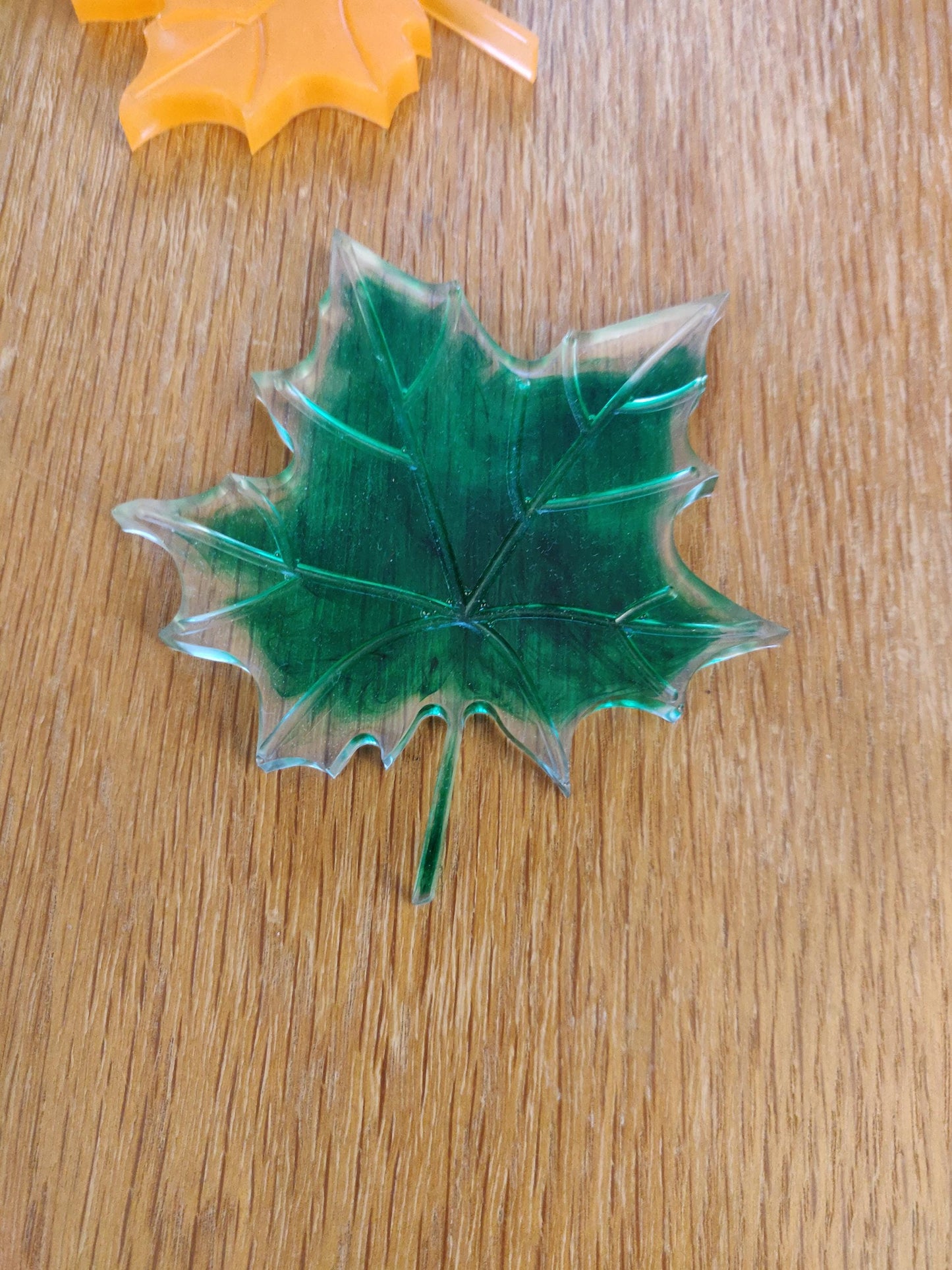 Autumn Leaf Resin Coaster, Maple Leaf Decor, Green, Orange, Brown Leaf Coaster Set, Unique Fall Coaster Set, Housewarming, Thanksgiving