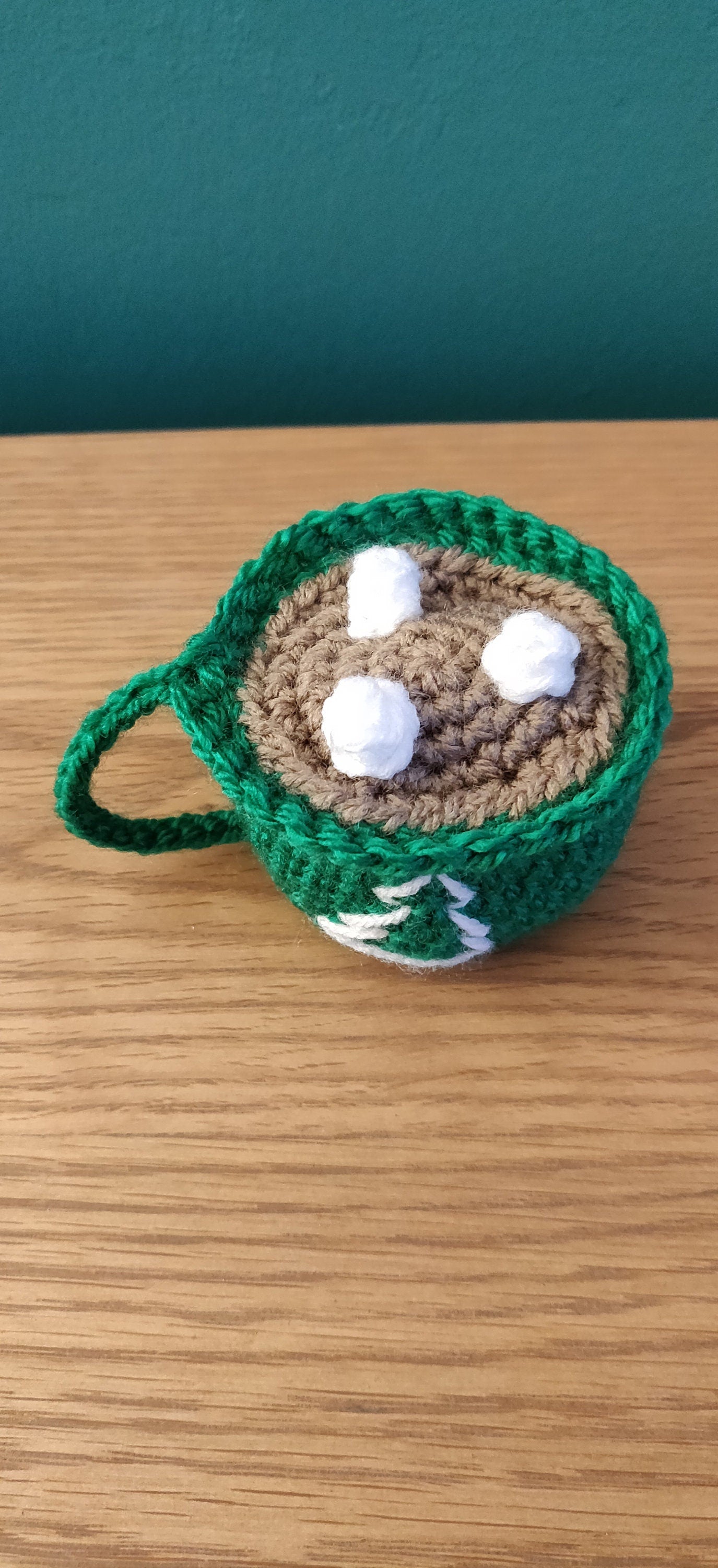 Crochet Christmas Mug Ornament, Hot Cocoa Decoration