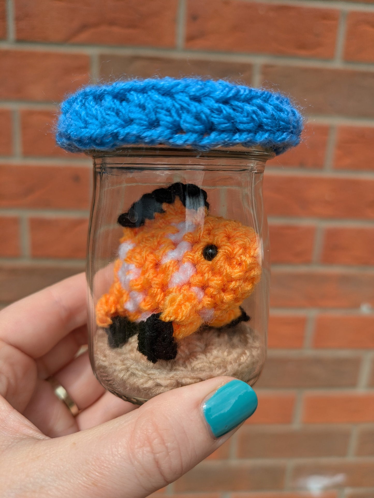 Mini Fish Tank, Crochet Fish, Fun Birthday Gift, Goldfish Bowl, Personalised Fishing gift, No Fuss Pet, Ornament, Figurine, Fish Memorial