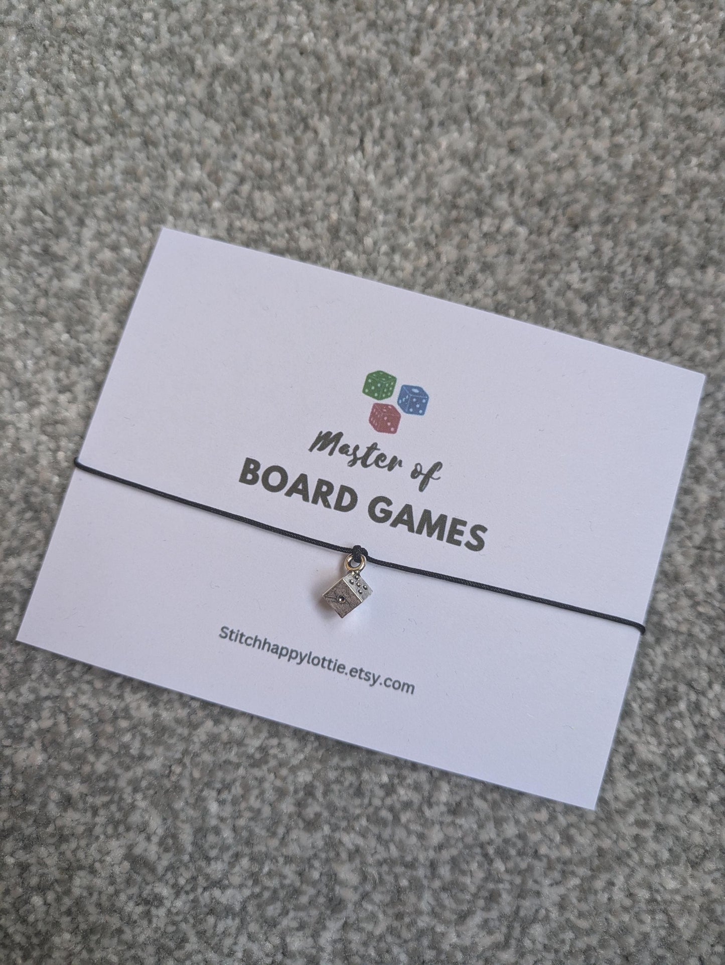 Dice Charm Bracelet, Board Game Addict Gift, Game Lover Birthday Card, I'll Never get Board of You, Master of Board Games, Game Night Geek