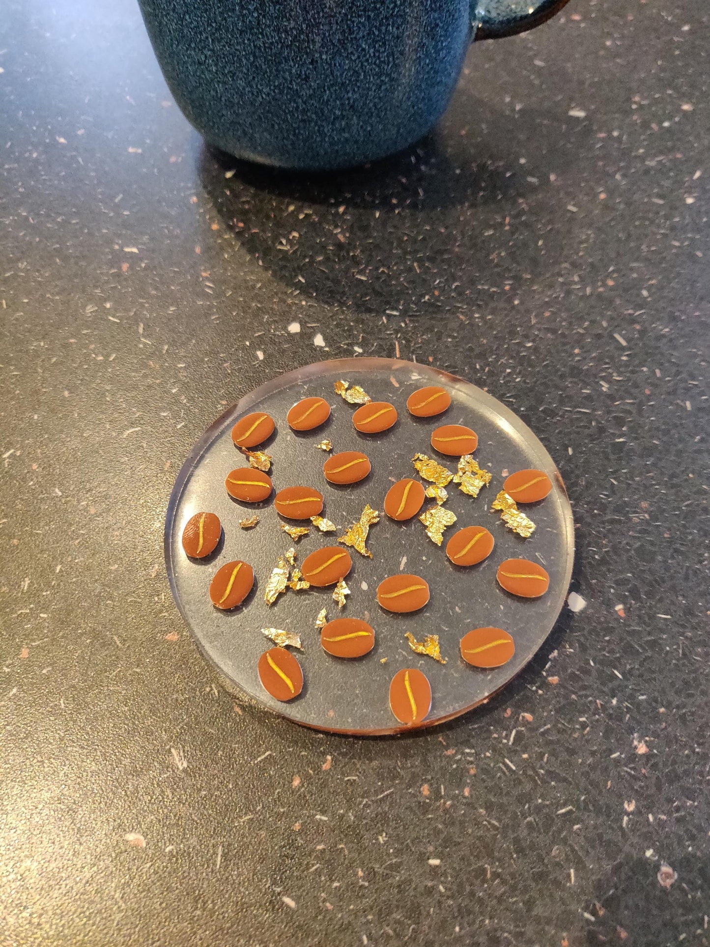 Coffee Lover Coaster, Coffee Bean Coaster, Office, Man Cave Decor, Resin Paperweight, Unique, Fun Gift for Dad, Espresso Mat, Latte Gift