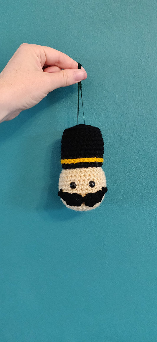 Crochet Nutcracker Ornament, Christmas Soldier Decoration