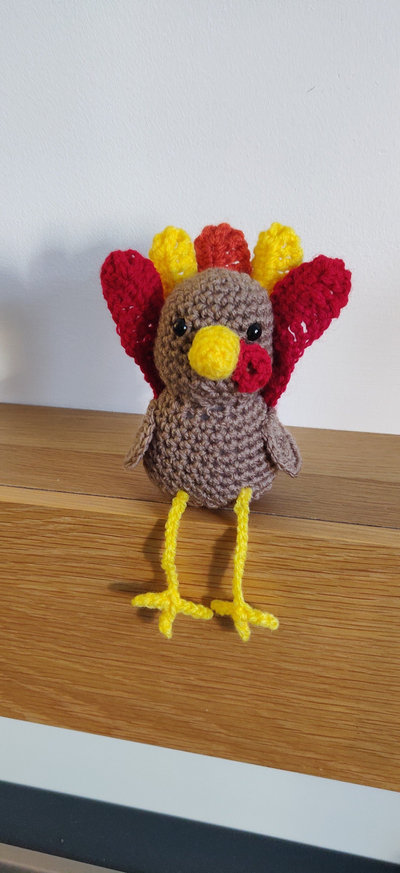 Thanksgiving Turkey Decoration Gift, Turkey Figurine, Shelf Sitter, Table Decor, Turkey Day Keepsake, Tiered Tray, Crochet Turkey Ornament