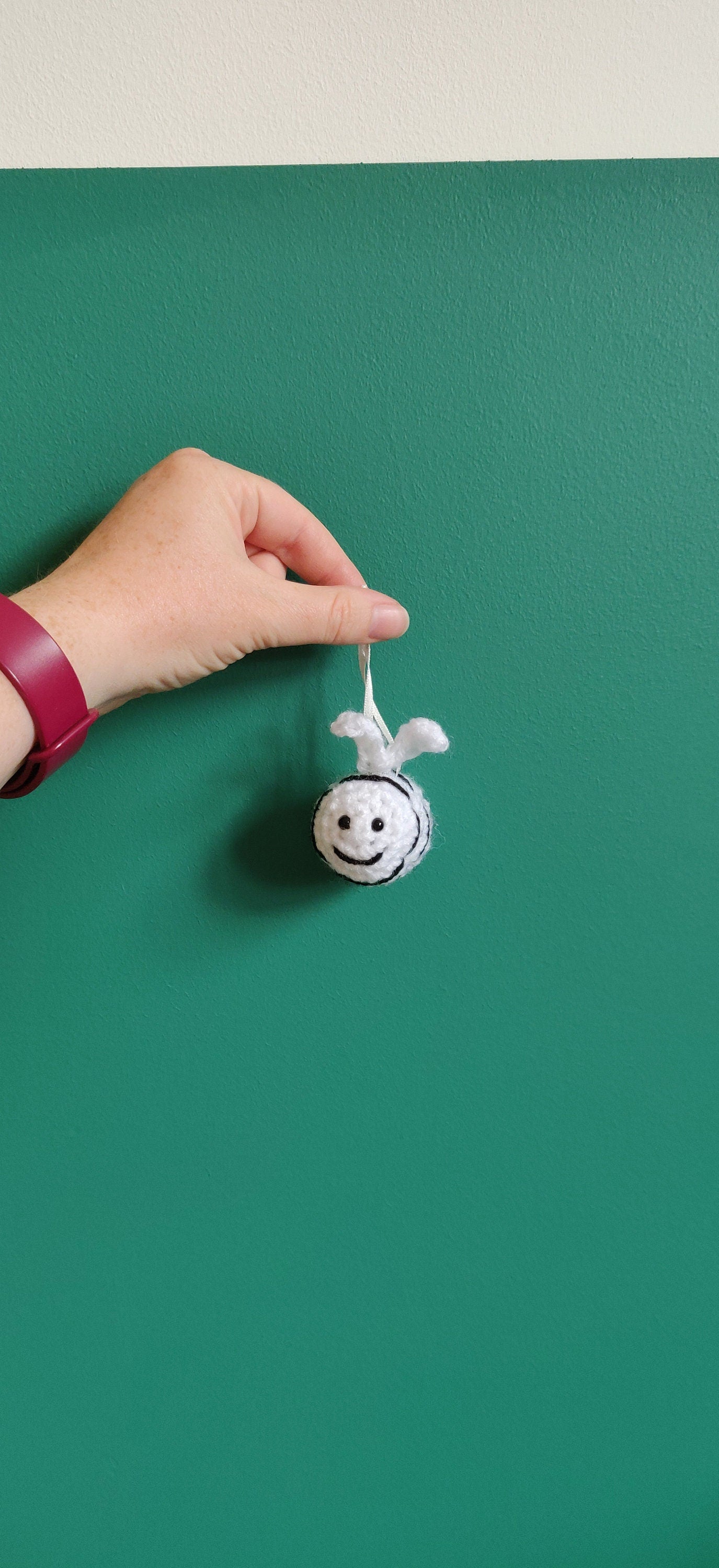 Crocheted Halloween Bee Decoration, Spooky Hanging Bee