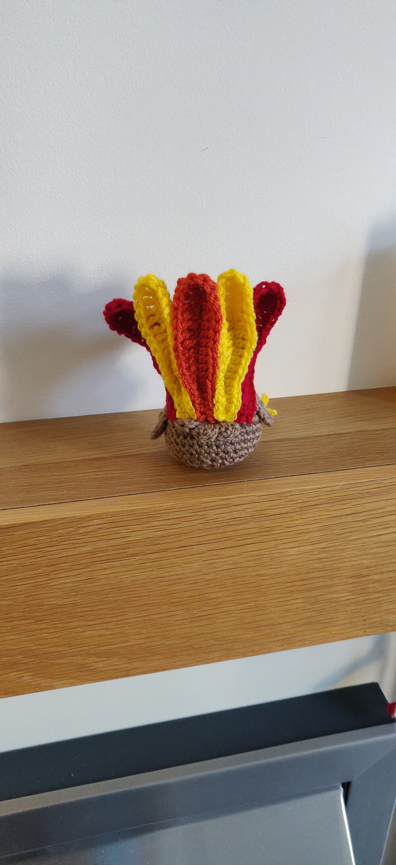 Thanksgiving Turkey Decoration Gift, Turkey Figurine, Shelf Sitter, Table Decor, Turkey Day Keepsake, Tiered Tray, Crochet Turkey Ornament