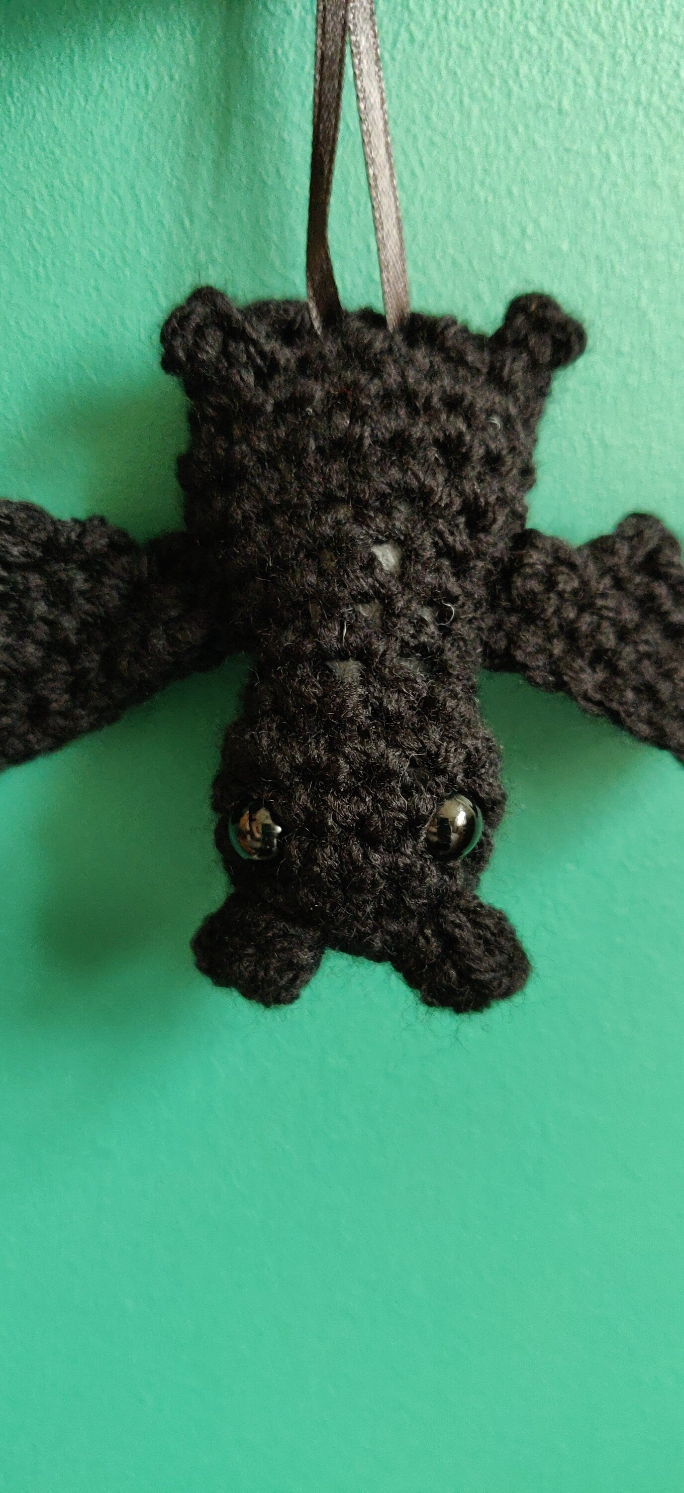 Hanging Bat Decoration, Halloween Bat, Crochet Black Bat, Halloween Tree, Scary Decor, Unique Halloween Decoration, Hanging Bat Ornament