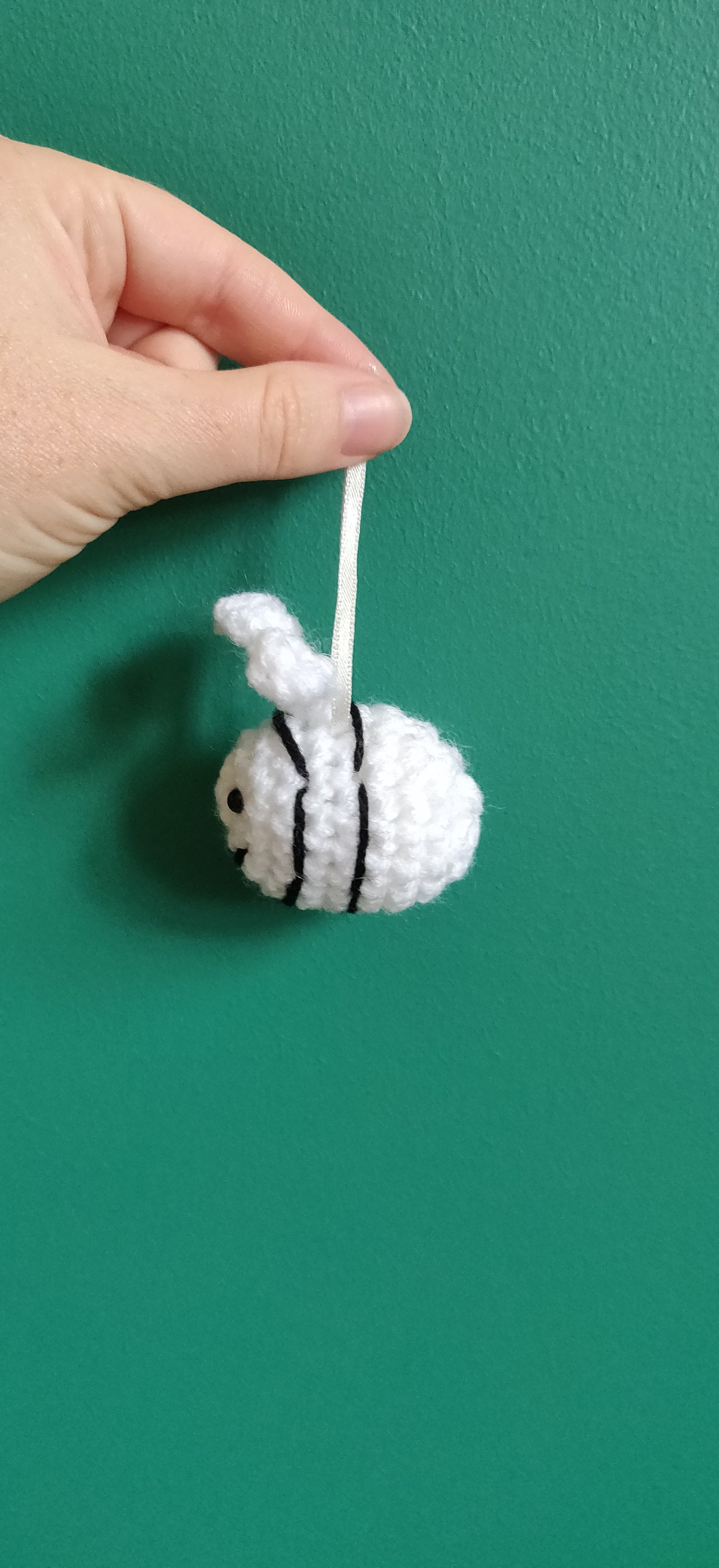 Crocheted Halloween Bee Decoration, Spooky Hanging Bee