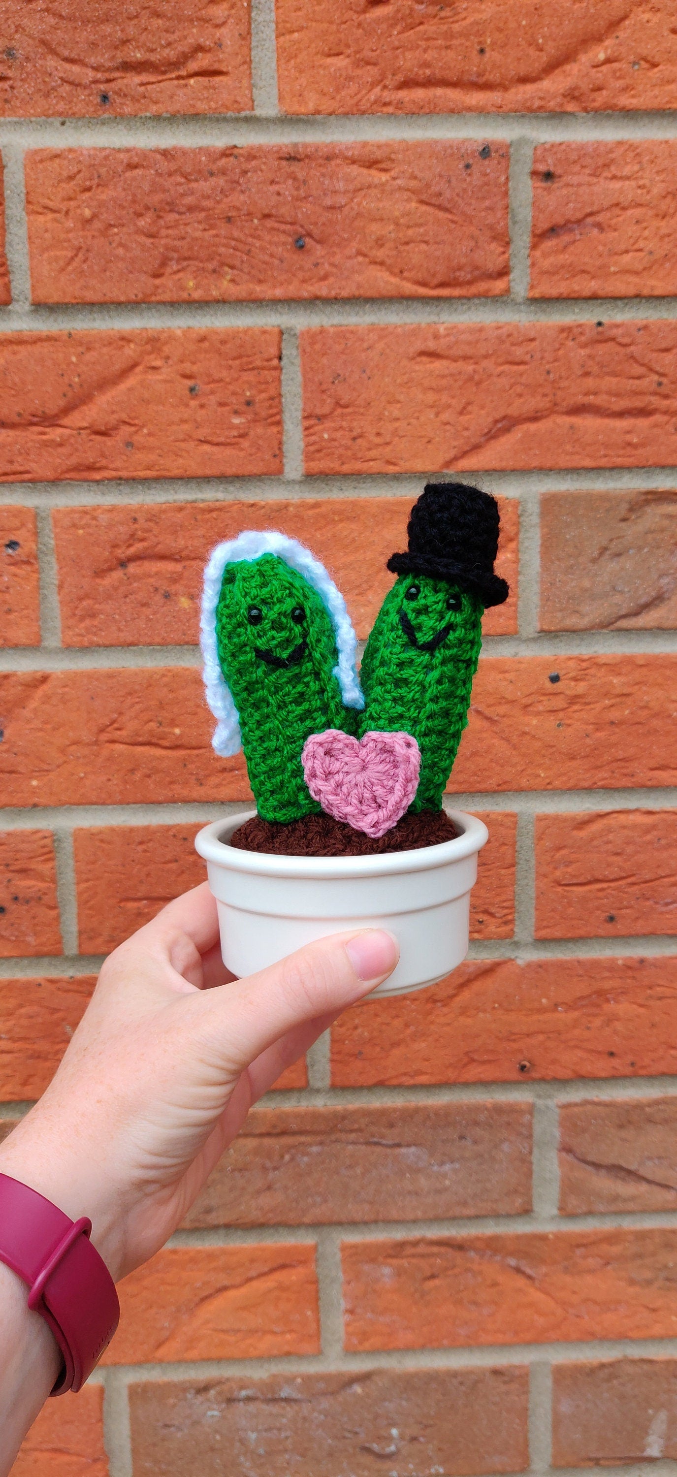 Crochet Cactuses Wedding Gift, Unique Wedding Decorations, Bride and Groom Wedding cake Topper, Wedding Present for Couple, Bride and Groom