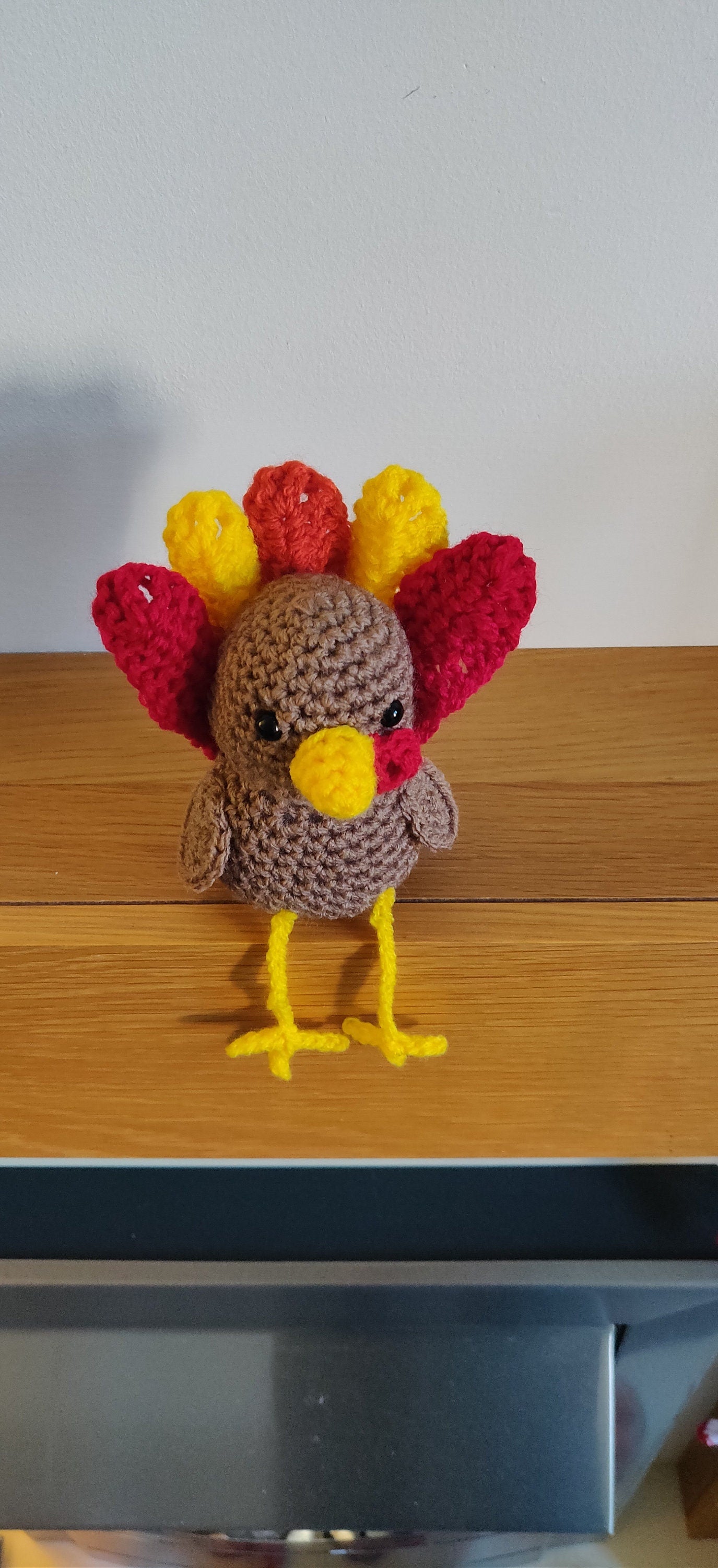 Thanksgiving Turkey Decoration Gift, Turkey Figurine, Shelf Sitter, Table Decor, Turkey Day Keepsake, Tiered Tray, Crochet Turkey Ornament