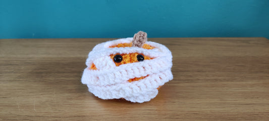 Crochet Mummy Pumpkin, Halloween Decoration