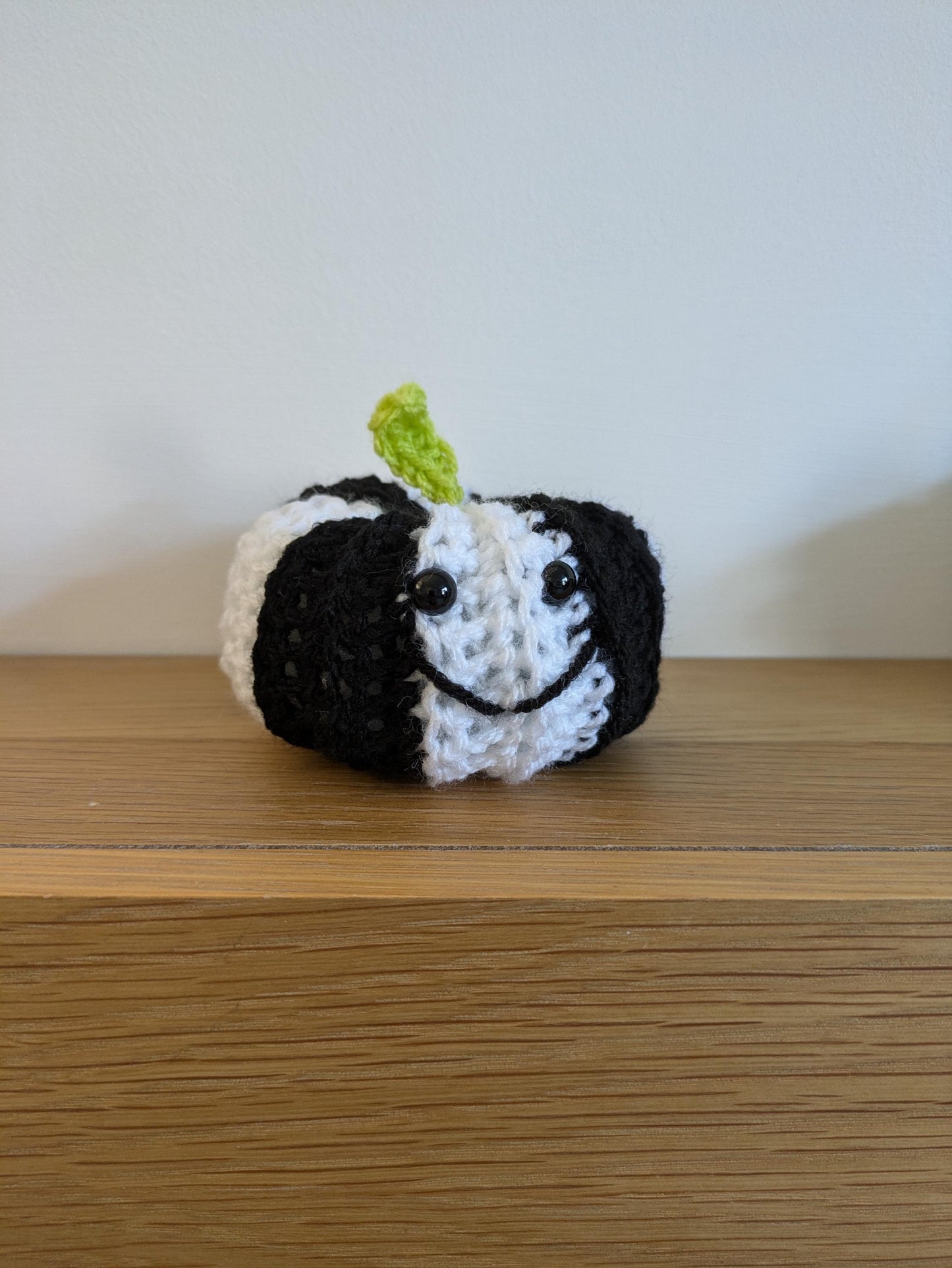 Striped Black and White Pumpkin, Beetlejuice Inspired Halloween Decoration, Gothic Decor, Neon Green Gift, Crochet Pumpkin, Tiered Tray