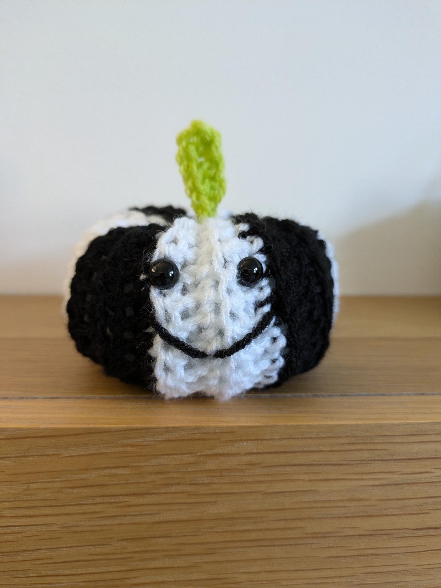 Striped Black and White Pumpkin, Beetlejuice Inspired Halloween Decoration, Gothic Decor, Neon Green Gift, Crochet Pumpkin, Tiered Tray