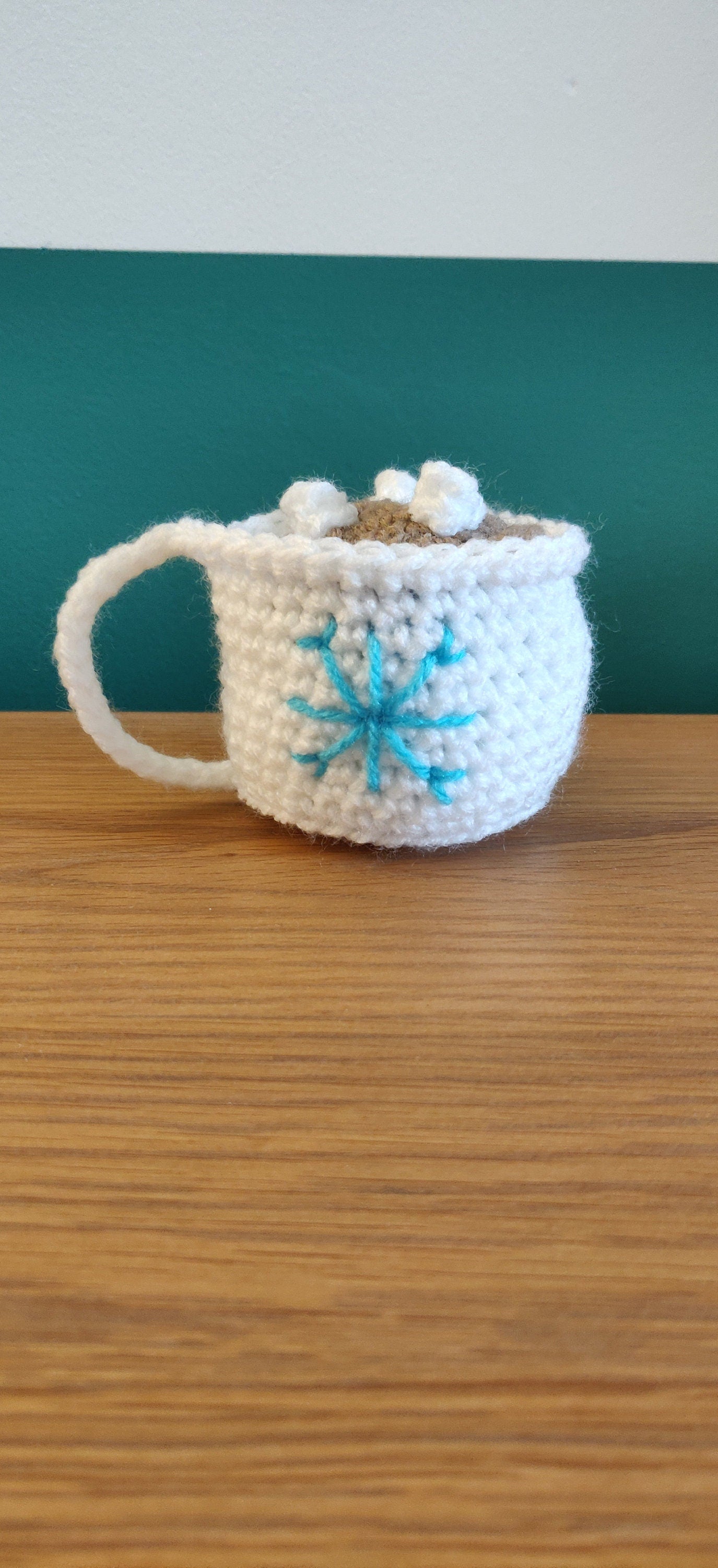 Crochet Christmas Ornaments, Mince Pie and Hot Chocolate, Set of Two