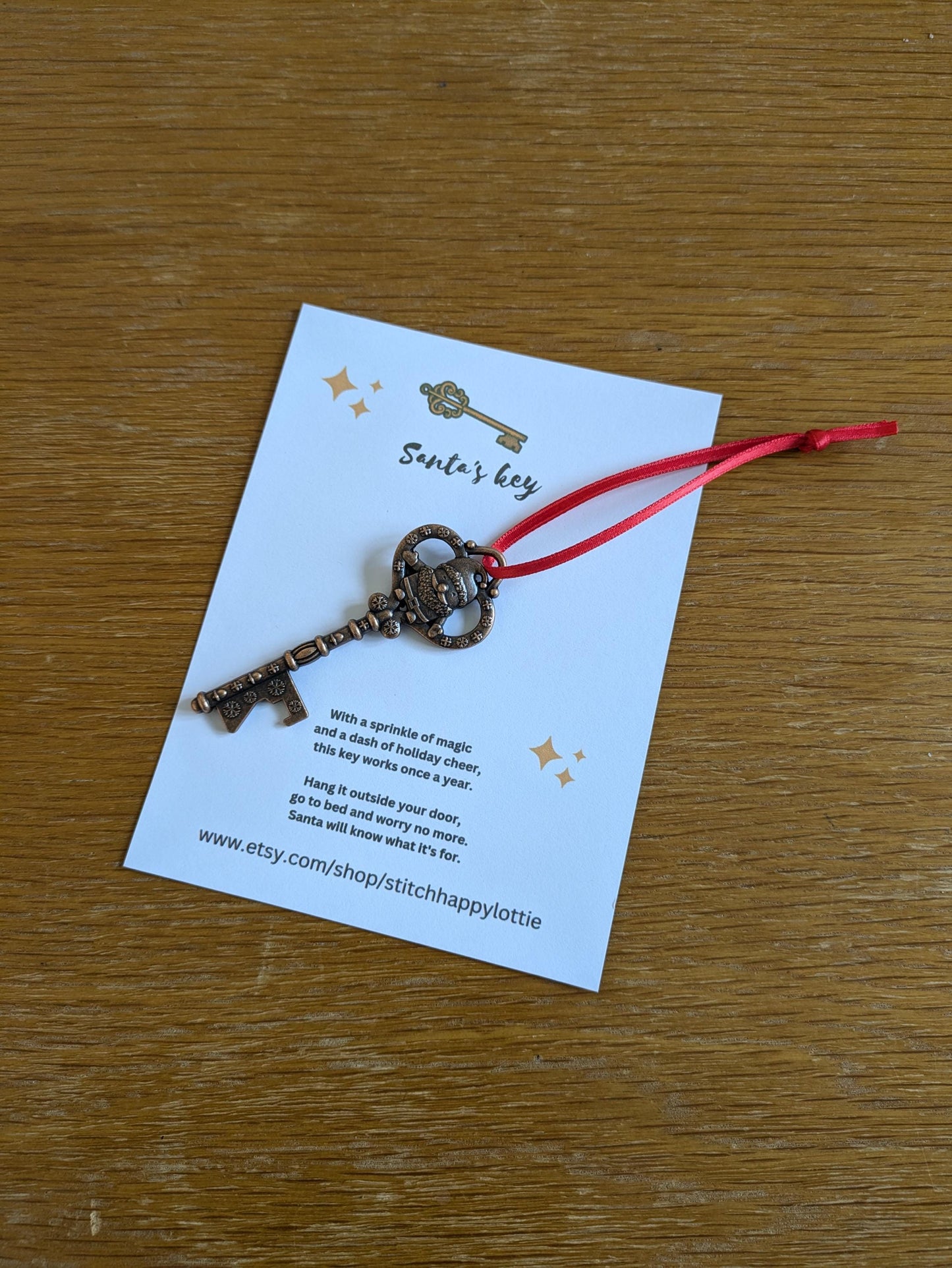 Santa Key, Hanging Christmas Tree Decoration, Pocket Hug, Xmas Eve Box, Magic Father Christmas Chimney Alternative, Traditional Key