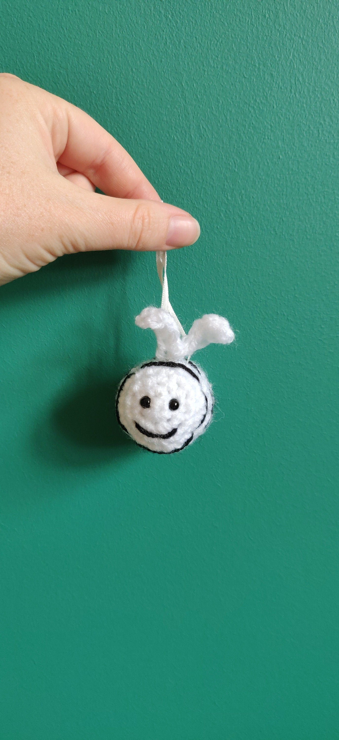 Crocheted Halloween Bee Decoration, Spooky Hanging Bee