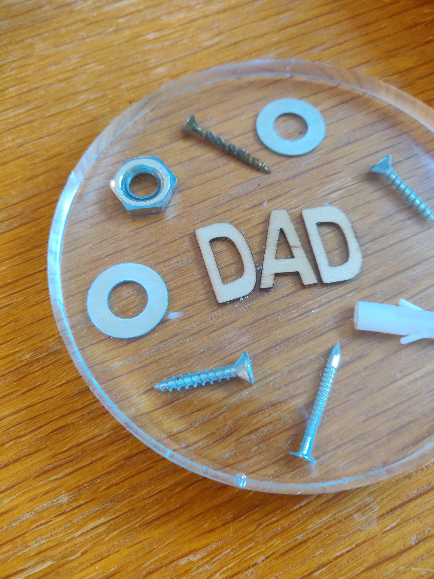 Dad Coaster, DIY Lover Coaster, Office, Custom Man Cave Decor, Resin Paperweight, Unique, Fun Gift for Dad, Fathers Day Gift, Hardware
