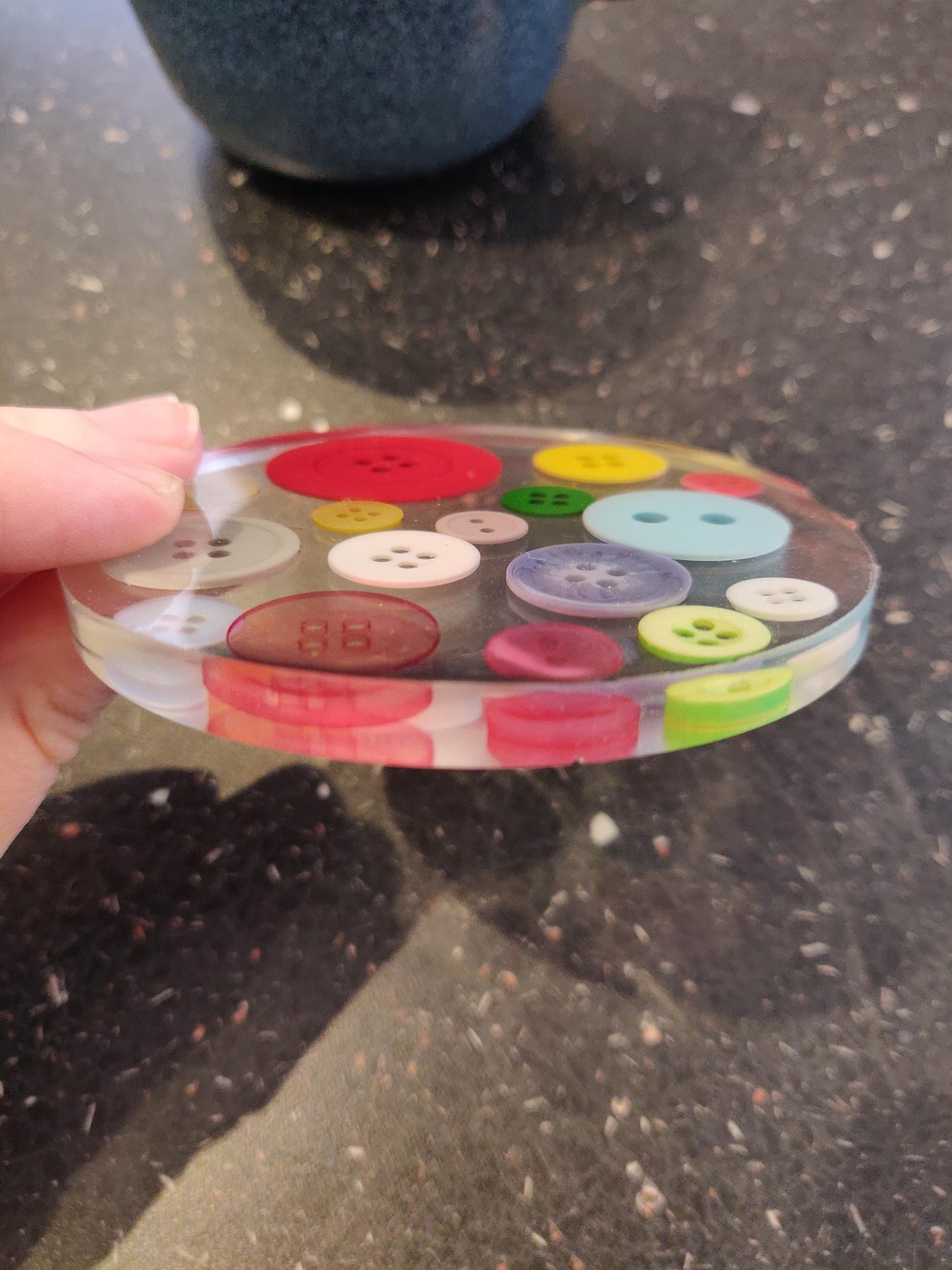 Craft Lover Coaster, Button Coaster, Craft Room Decor, Resin Paperweight, Unique, Fun Gift for Crocheter, Knitting, Embroidery, Sewing