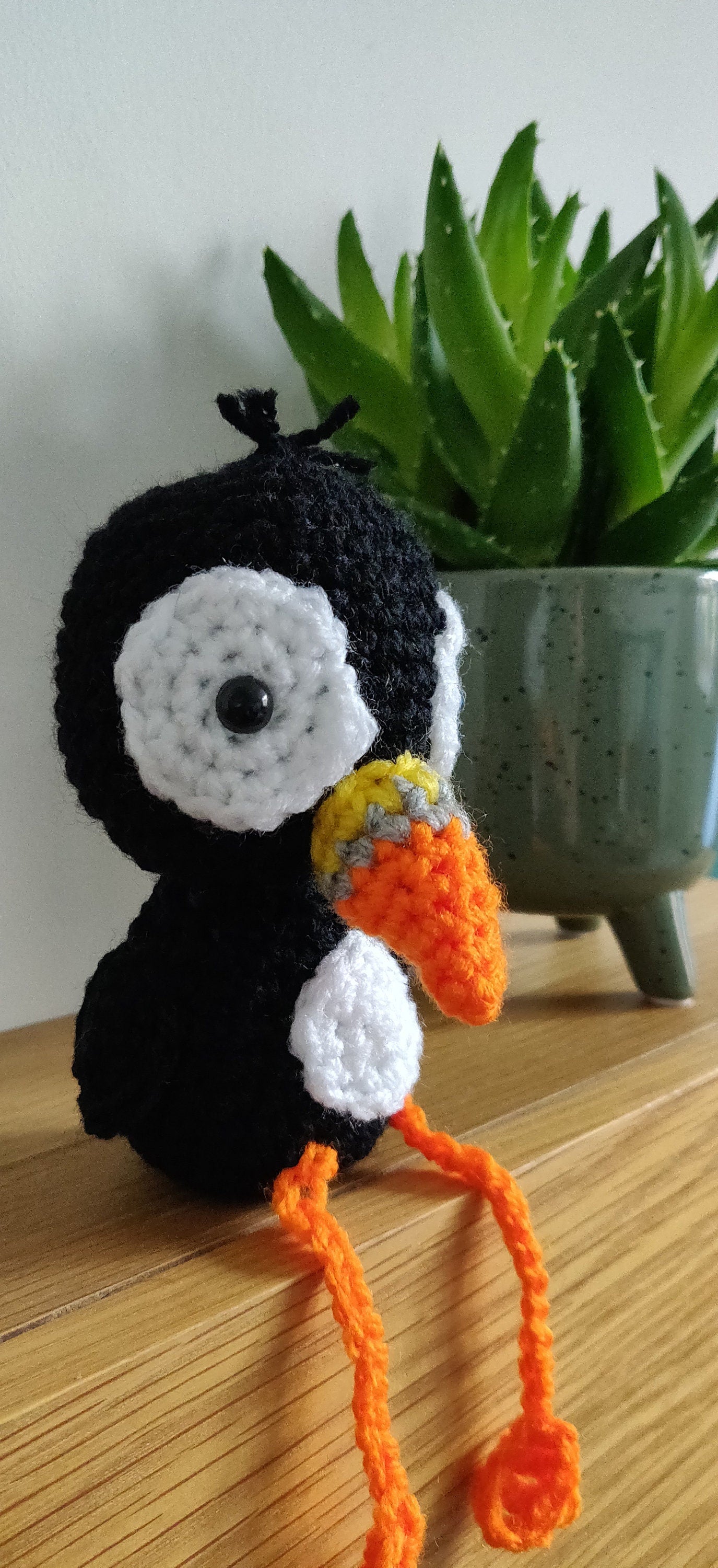 Crochet Puffin Shelf Sitter, Puffin Ornament, Figurine, Black and White Bird Decoration, Puffin Gift, Shelf Buddy, Puffin Plush
