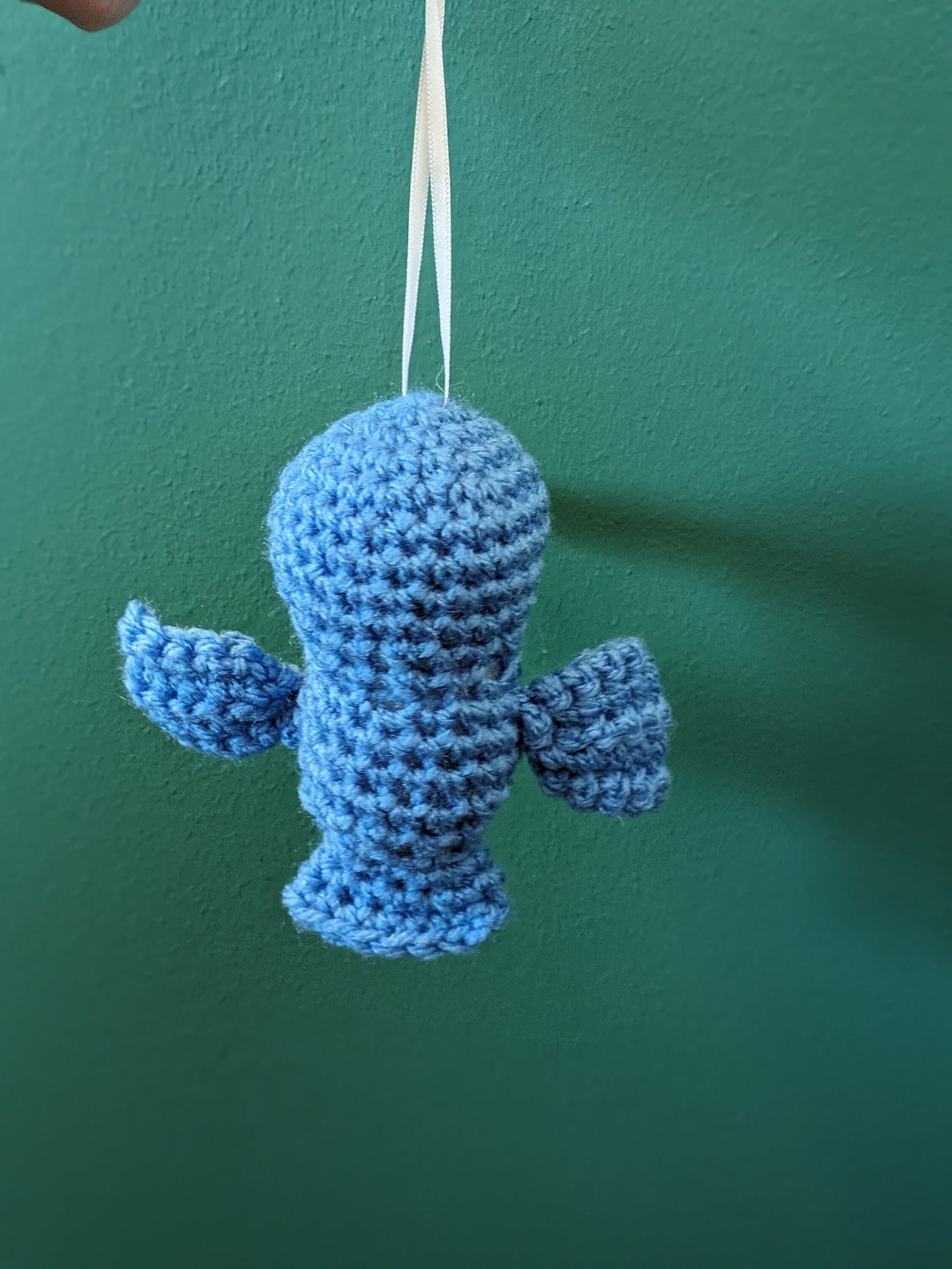 Crochet Hummingbird Car Mirror Ornament: Blue Bird Hanging Decoration