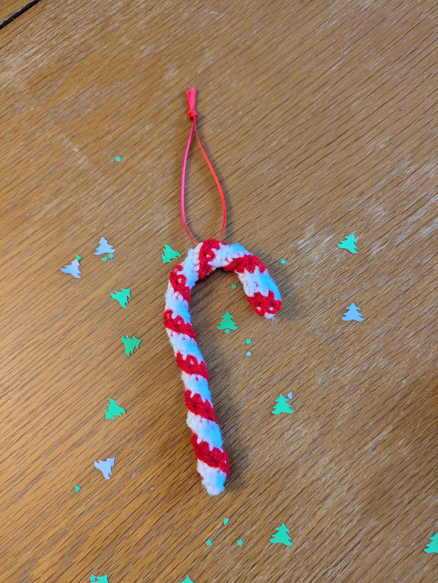 Red and White Christmas Decorations, Candy Cane,  Lolly Pop, Peppermint, Xmas Hanging Decs, Crochet Handmade Ornaments