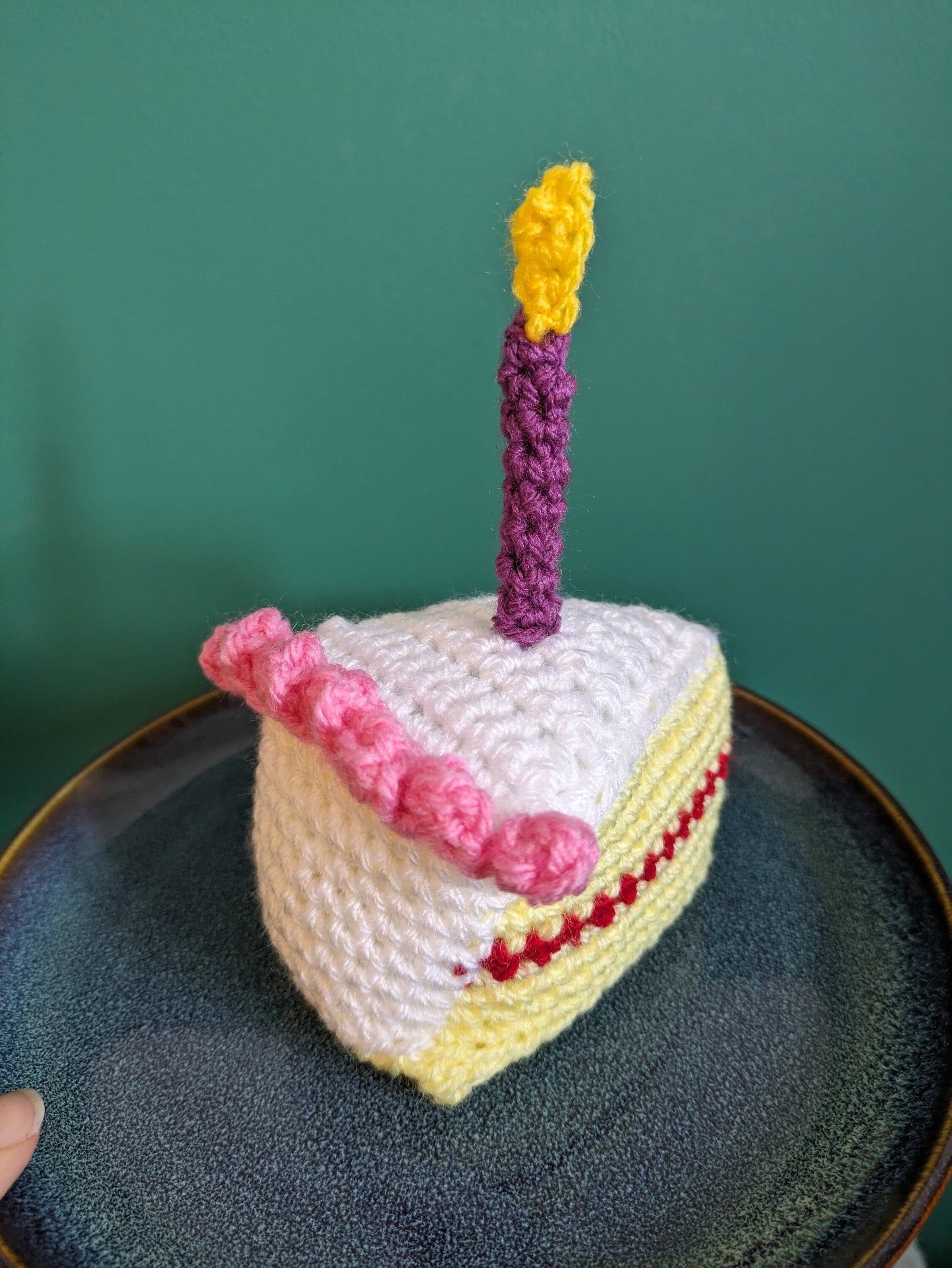 Birthday Cake Slice Gift, Happy Birthday Candle Decor, Cake Prop, Crochet Play Food, Cupcake, Fun First Birthday Keepsake, Victoria sponge