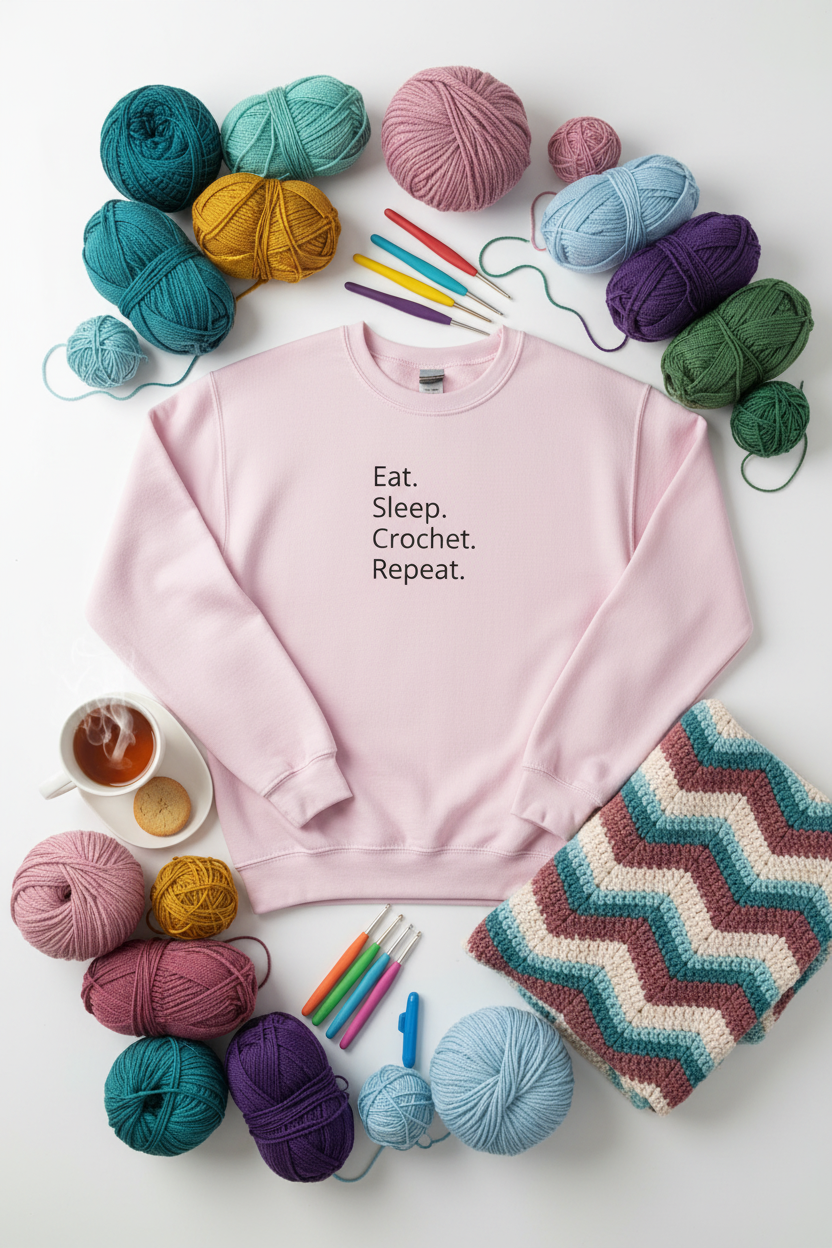 Flat Lay with Yarn and Hooks