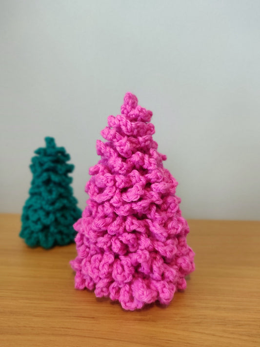 Crochet Mini Pink Christmas Tree, Christmas Table Centrepiece, Christmas Tree Decoration, Winter Wonderland, Mini Christmas Tree Decoration