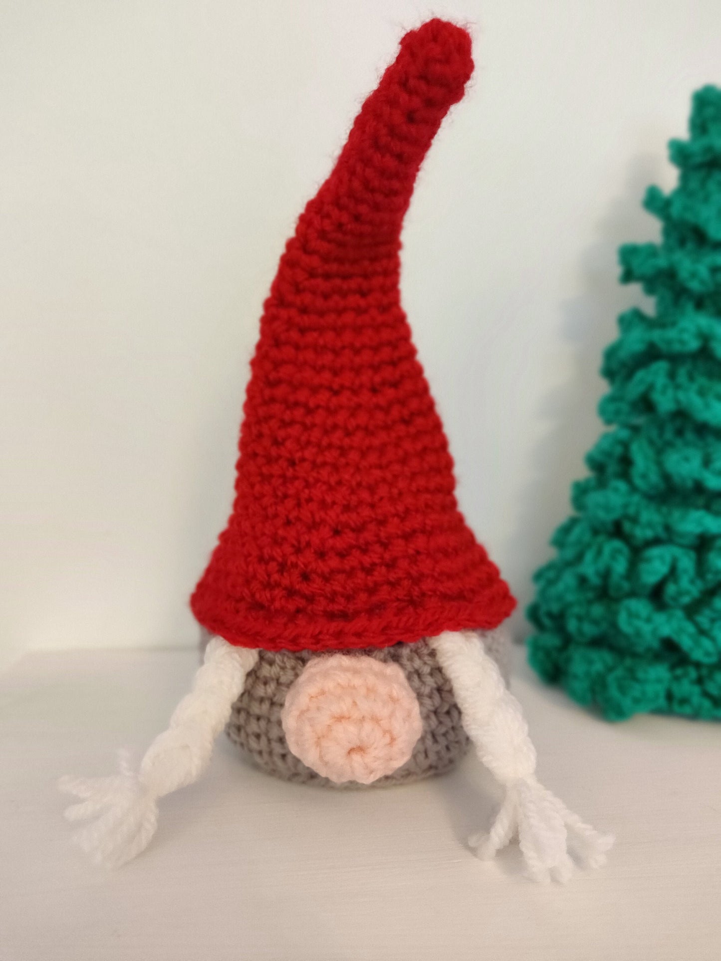 Crochet Female Gnome, Christmas Gnome Decoration, Crochet Red and Gray Gnome, Female Gnome Toy, Crochet Gonk Toy, Crochet Christmas Decor
