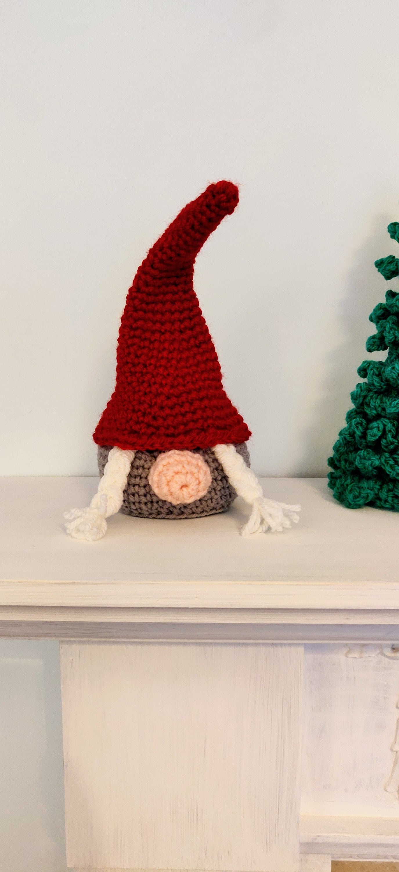 Crochet Female Gnome, Christmas Gnome Decoration, Crochet Red and Gray Gnome, Female Gnome Toy, Crochet Gonk Toy, Crochet Christmas Decor