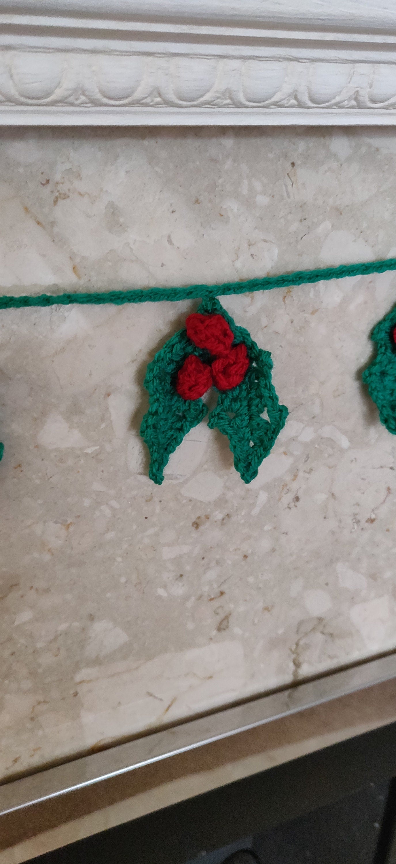 Crochet Christmas Holly Garland: Handmade Holiday Decoration