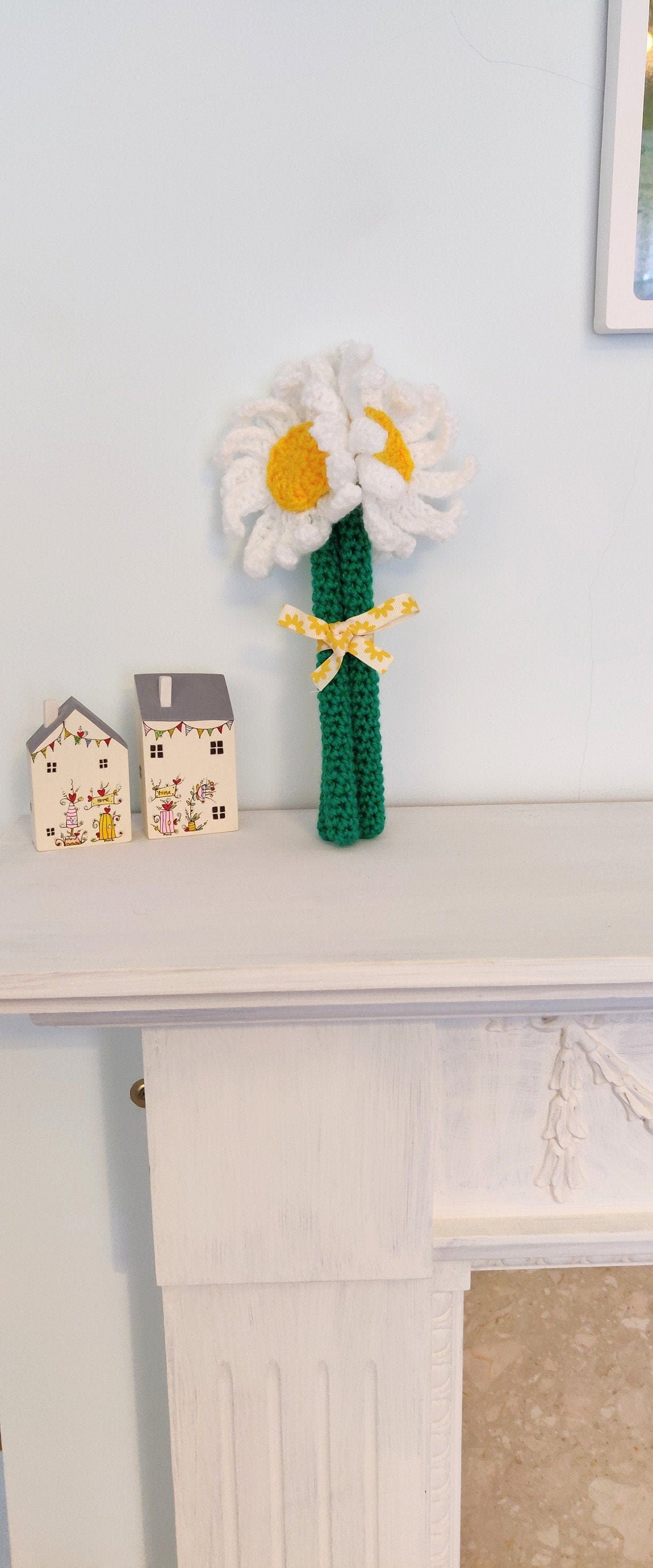 Mother's Day Gift, Bunch of Artificial Daisies, Crochet Daisies, Artificial Flower Bouquet, Daisy Gift for Her, Flower Gift, Daisy Present
