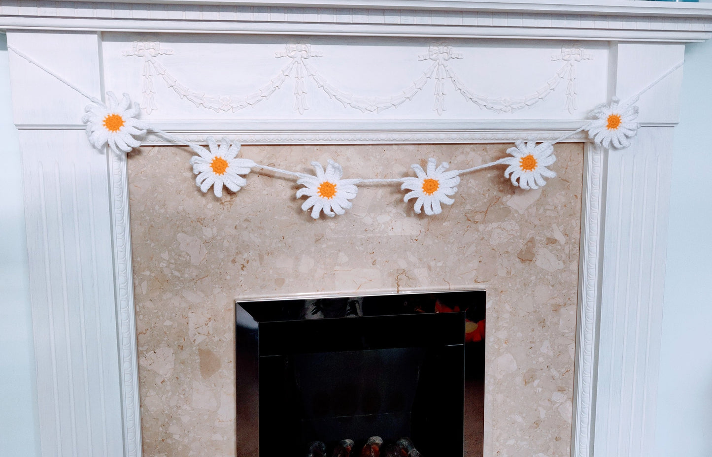 Crochet Daisy Garland, Nursery Bunting, Summer Decor