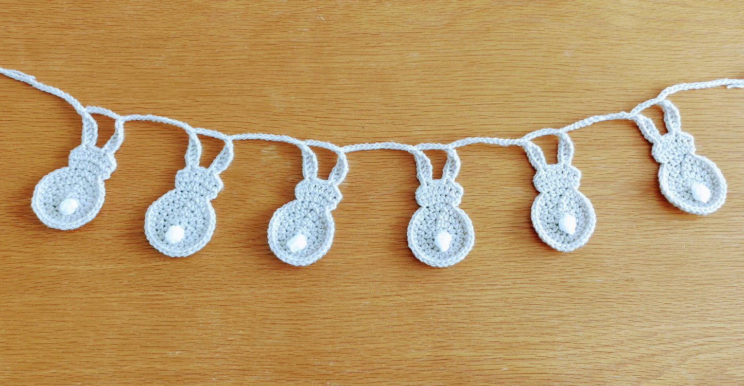 Gray Bunny Rabbit Garland Nursery, Bunny Rabbit Nursery, Kids Room Decor, Kids Gift, Bunting Nursery, Bunny Tails, Bunny Ears, Garland Decor