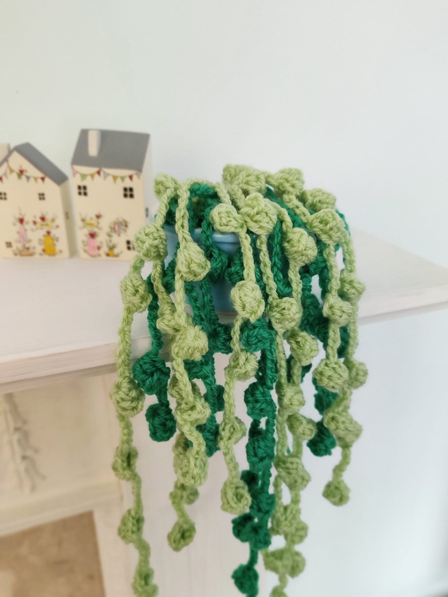 Crochet String of Pearls Plant, Crochet Artificial Hanging Plant, Green House Plant, Trailing Houseplant, Plant Gift, Fake Plant in Pot
