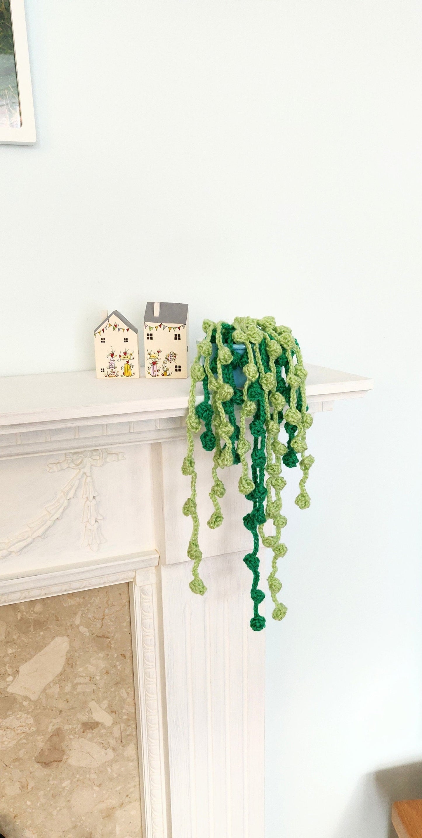 Crochet String of Pearls Plant, Crochet Artificial Hanging Plant, Green House Plant, Trailing Houseplant, Plant Gift, Fake Plant in Pot