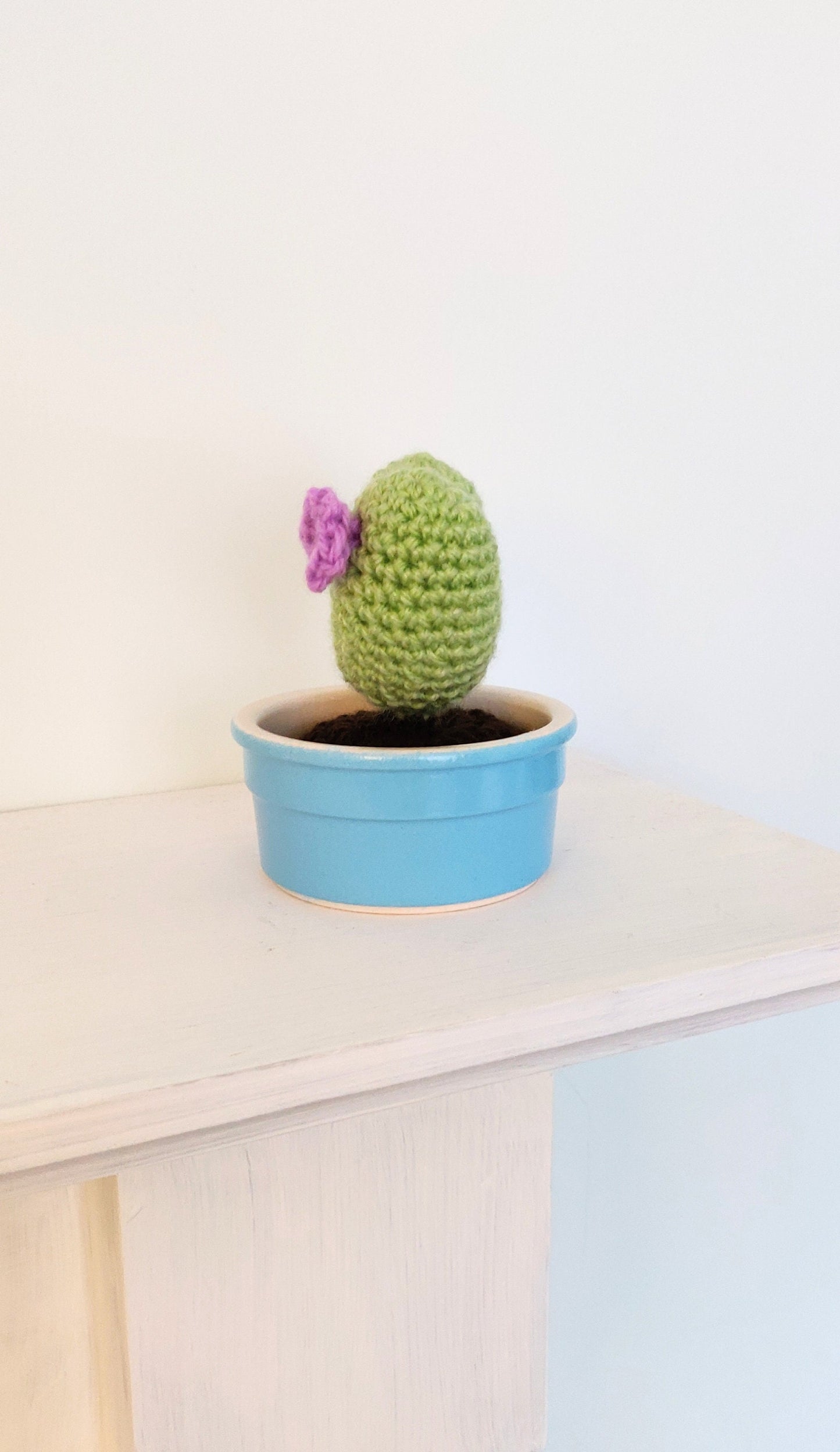 Crochet Heart Cactus in Blue Pot, Artificial House Plant, Artificial Plant, Plant Gift, Fake Plant, Fake Plants in Pot, Artificial Plants