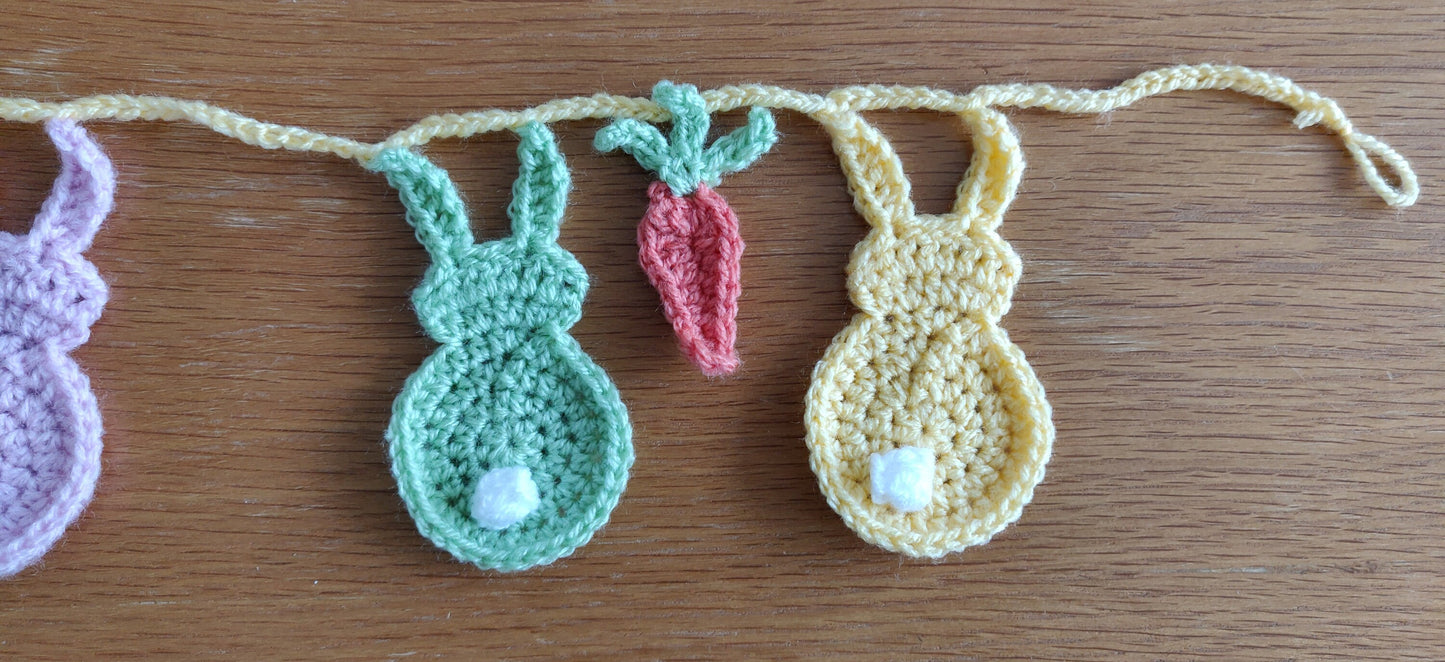 Easter Bunny Garland With Carrots, Crochet Bunny Bunting, Easter Decorations, Easter Gift, Easter Bunting, Easter Garland, Wall Decor