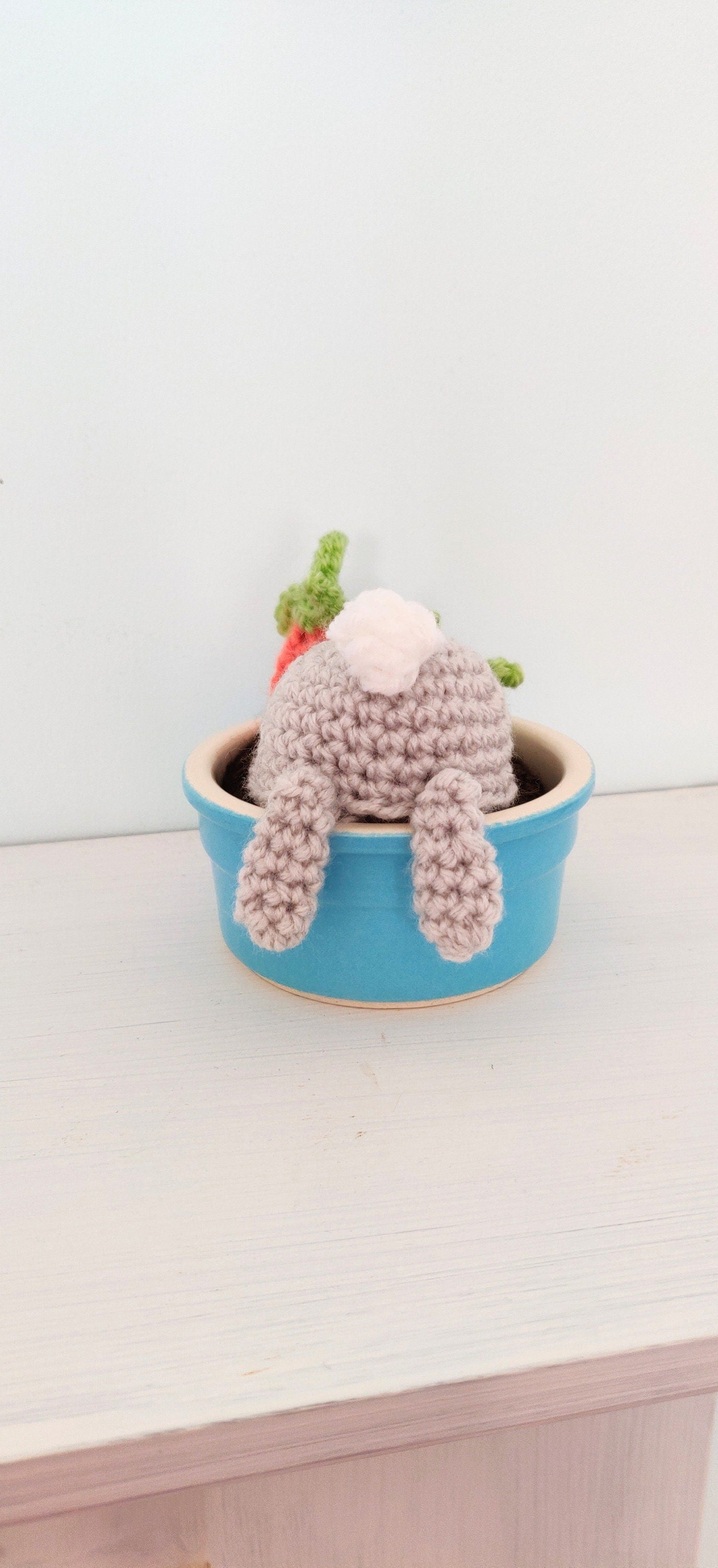 Bunny Bottom in Plant Pot, Spring Decorations, Crochet Bunny, Crochet Rabbit Stuck in Pot, Easter Gift, Spring Plant, Fake Plant in Pot